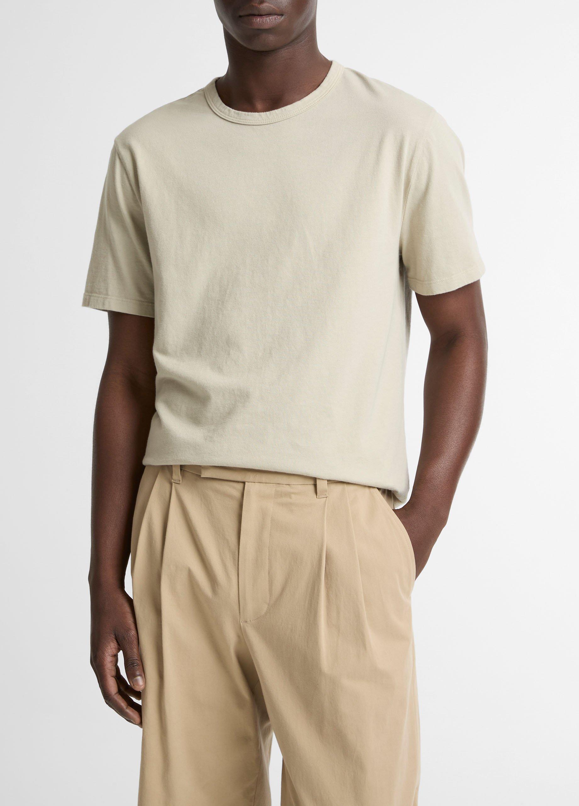Men's Garment Dye Cotton T-Shirt, Washed Parchment, Size XXL Vince