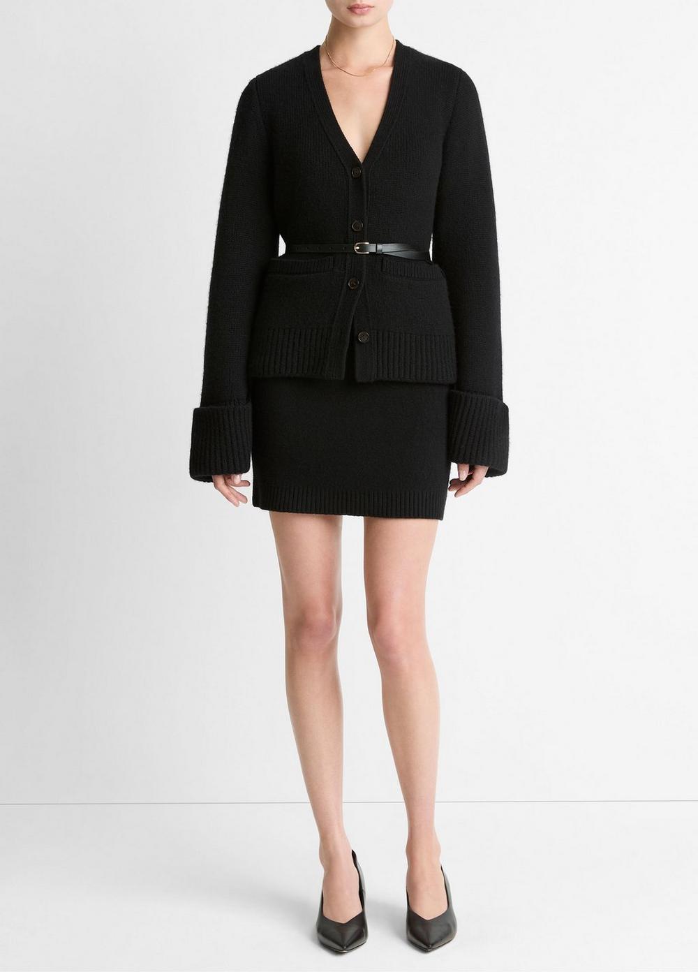 Women's Double-Face Wool & Cashmere-Blend Mini Skirt, Black, Size XS Vince