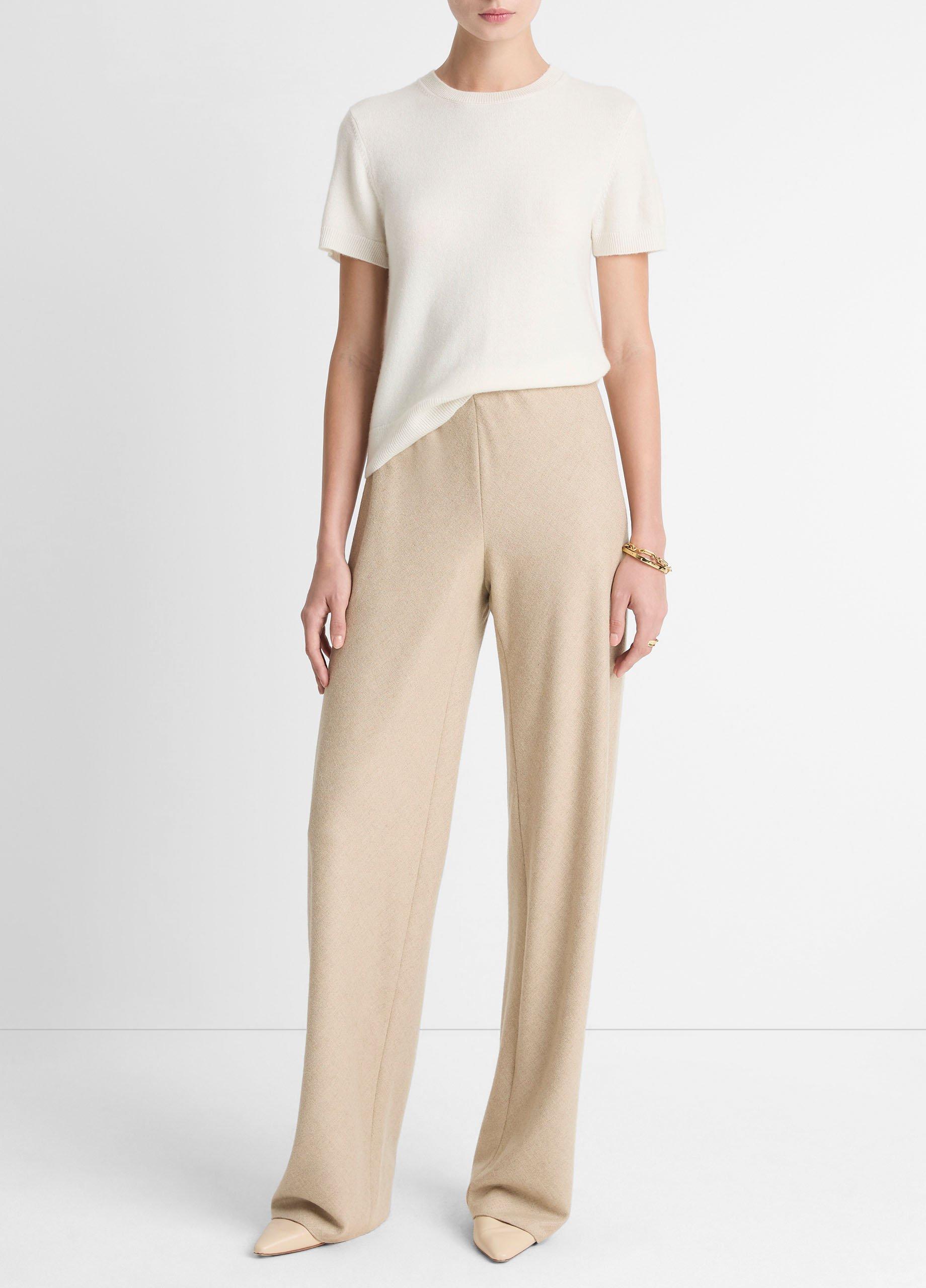 Women's Italian Wool-Blend High-Waist Bias Pant, Oatmeal, Size S Vince