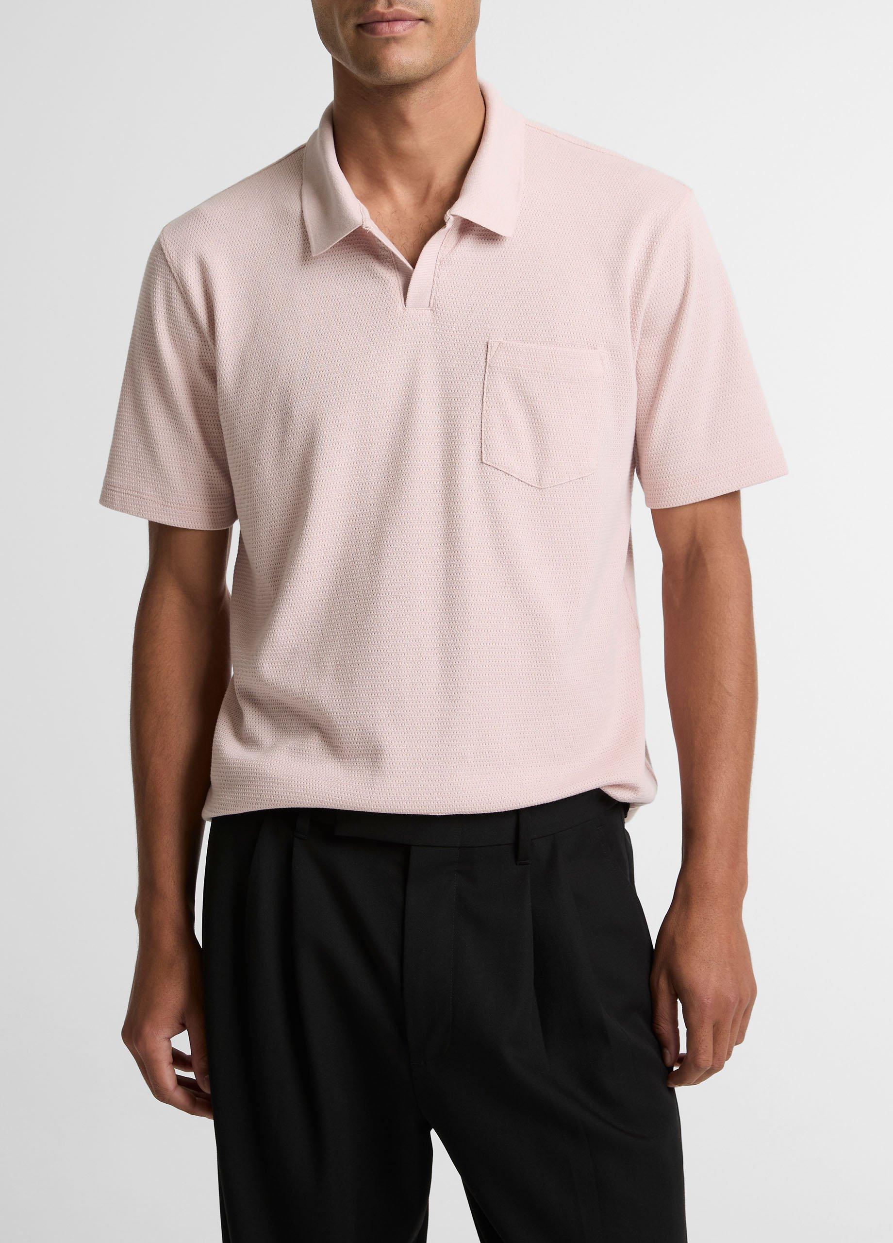 Men's Cotton-Blend Johnny-Collar Polo Shirt, Paradise, Size XL Vince
