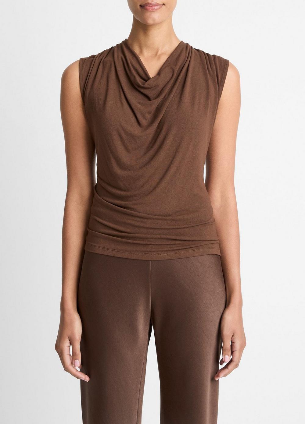 Women's Jersey Draped Cowl-Neck Top, Espresso, Size M Vince
