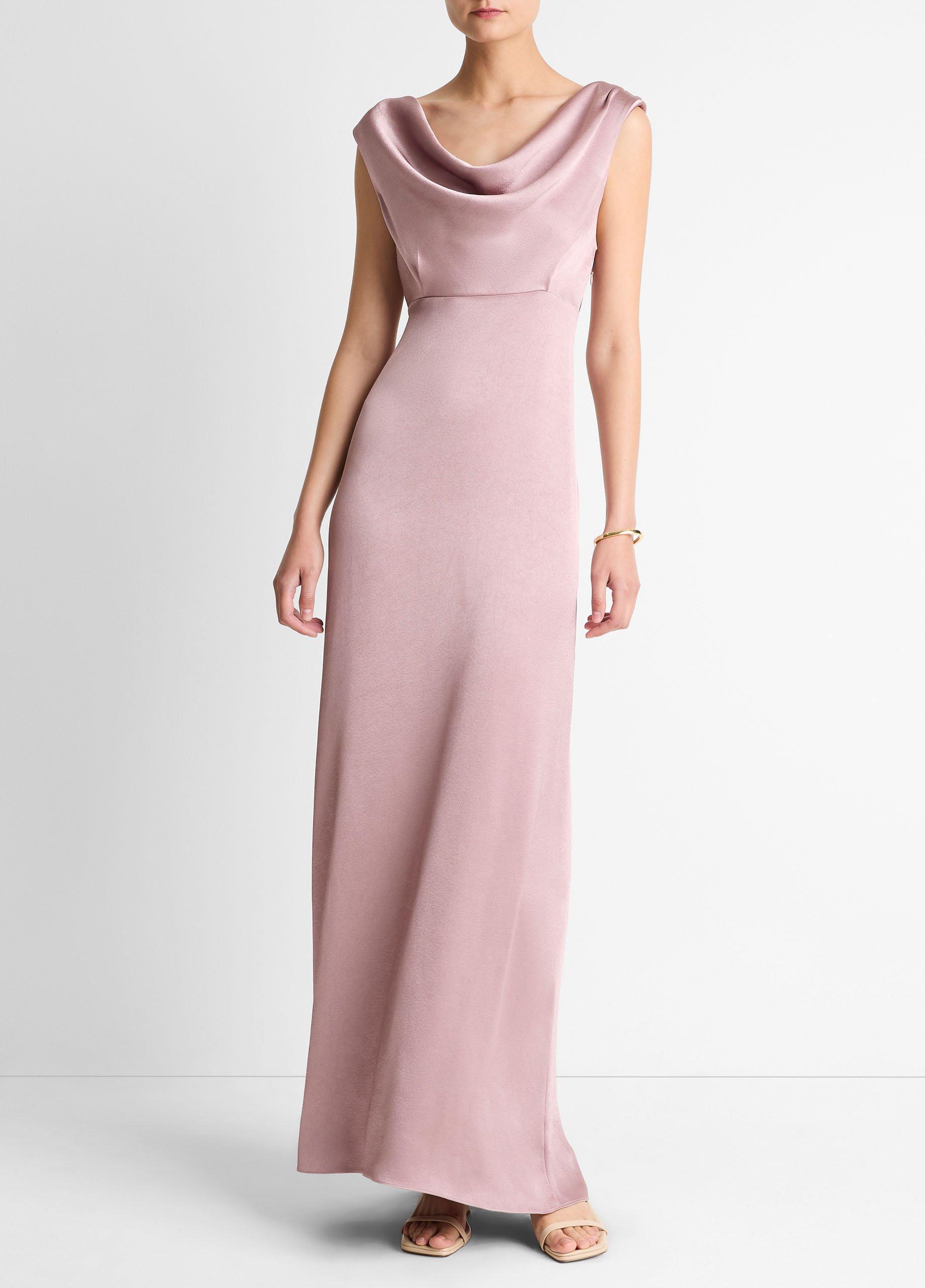 Women's Satin Draped Cowl-Neck Maxi Dress, Beet Root, Size 16 Vince