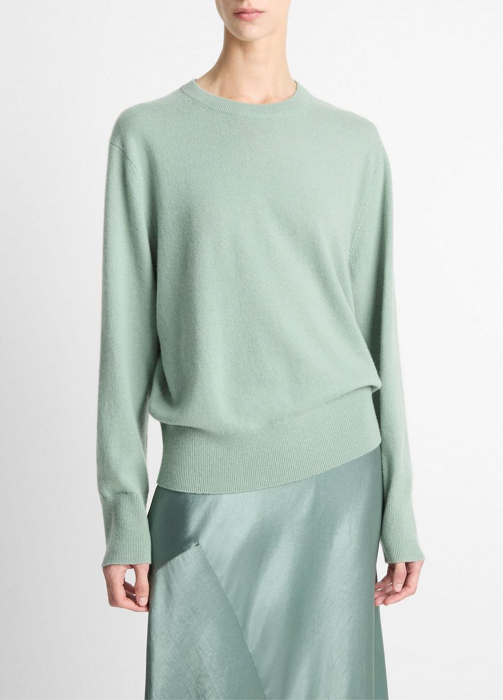 Women's Cashmere Crew Neck Sweater, Pistacchi, Size L Vince