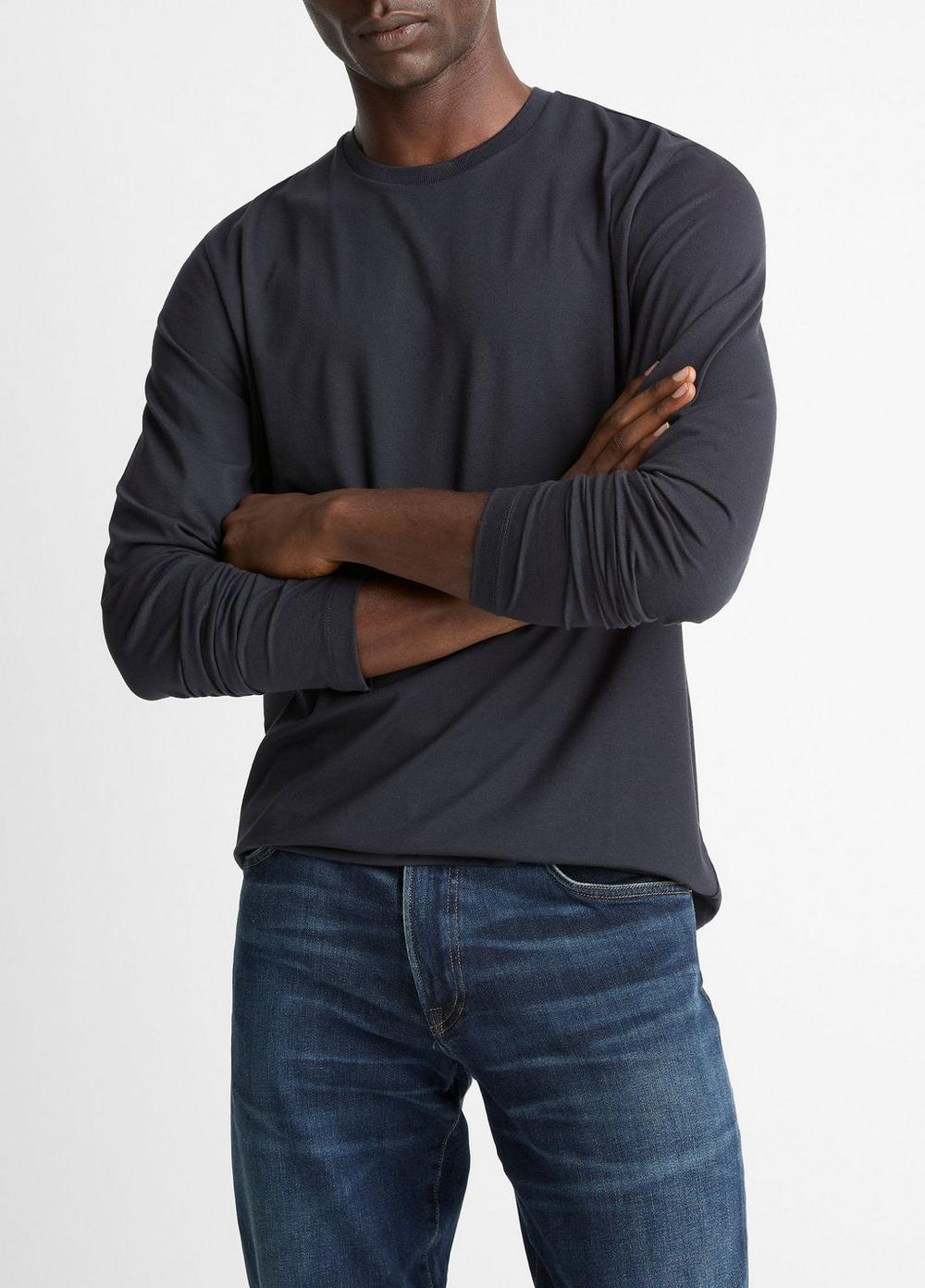 Men's Triblend Jersey Long-Sleeve T-Shirt, Coastal Blue, Size S Vince