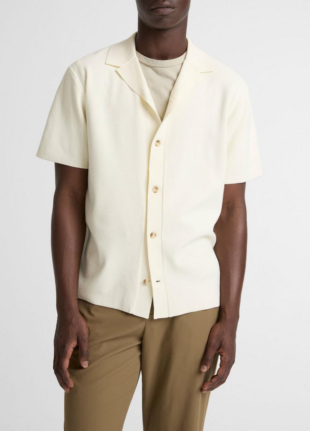 Men's Milano Cabana Shirt, Classic Cream, Size XL Vince