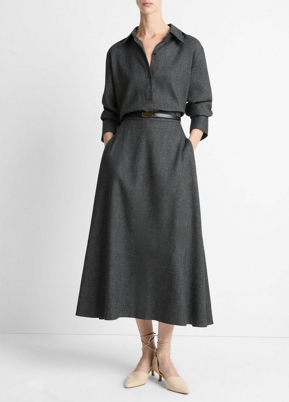 Women's Italian Jaspe Full Skirt, Medium Heather Grey, Size 4 Vince