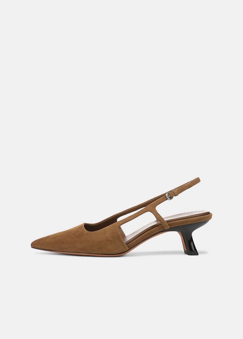 Women's Bianca Suede Slingback Heel, Elm Wood, Size 6.5 Vince