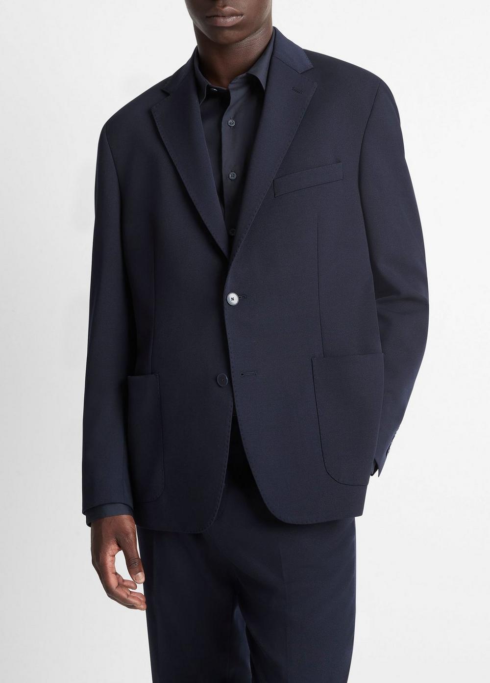 Men's Stretch-wool Relaxed Sport Coat, Coastal Blue, Size 38R Vince