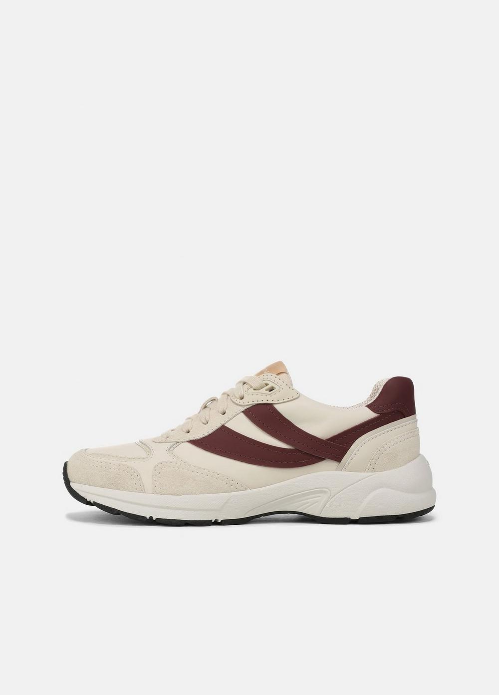 Women's Golden Gate Leather & Suede Runner Sneaker, Flax/amarena Bordeaux, Size 7 Vince