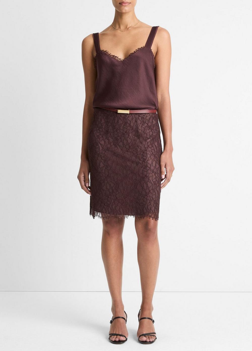 Women's Lace Short Skirt, Fig, Size 14 Vince