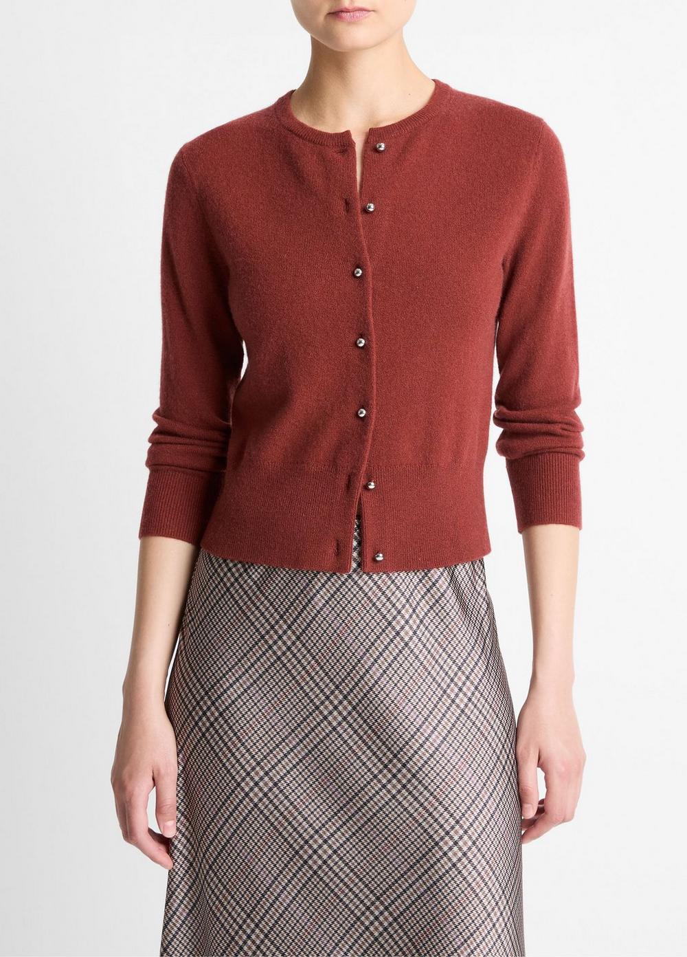 Women's Metal-button Wool & Cashmere-Blend Cardigan, Siena, Size XS Vince