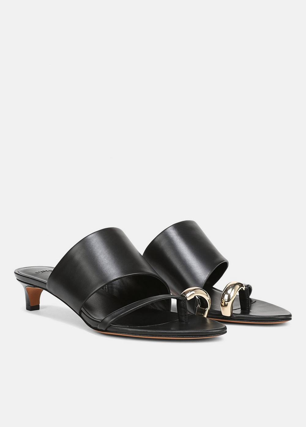 Women's Suzie Leather Heeled Sandal, Black, Size 5 Vince