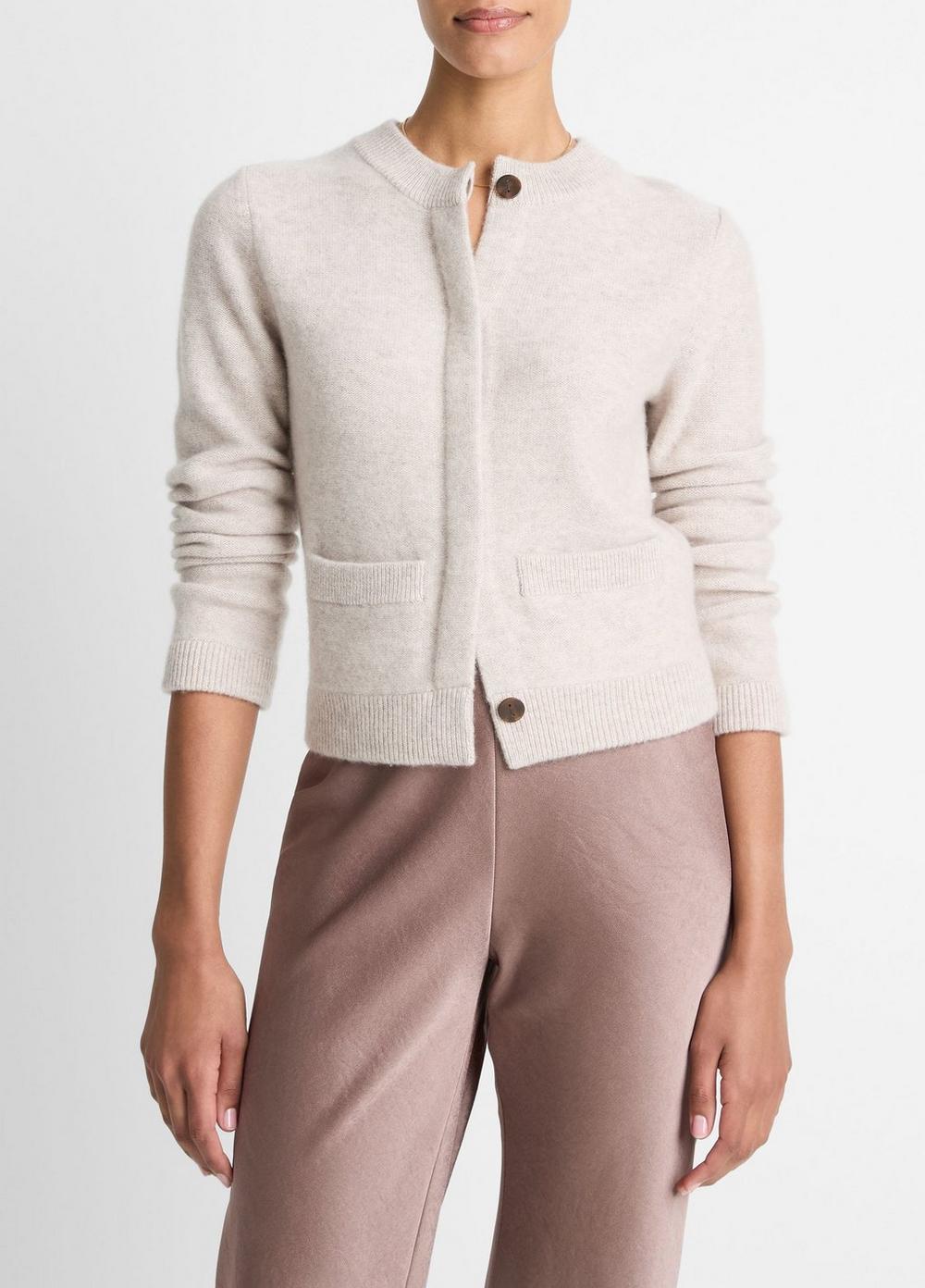 Women's Plush Cashmere Shrunken Cardigan, Marble, Size XXS Vince