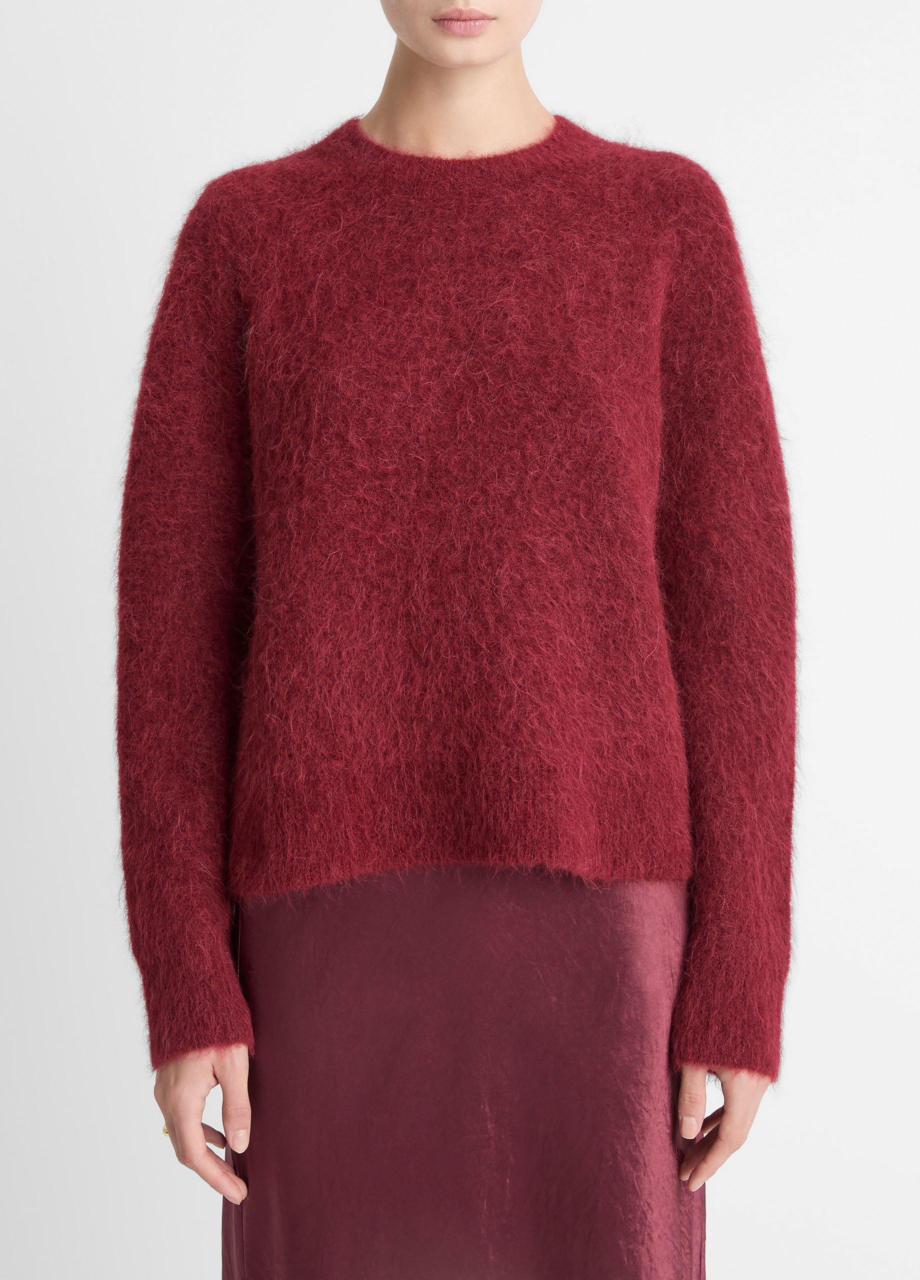 Women's Brushed Alpaca-Blend Crew Neck Sweater, Rose Wine, Size S Vince