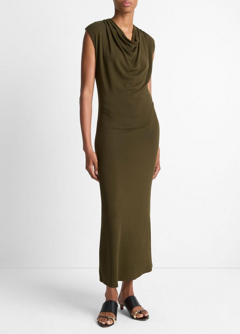 Women's Jersey Draped Cowl-Neck Dress, Verde, Size XL Vince