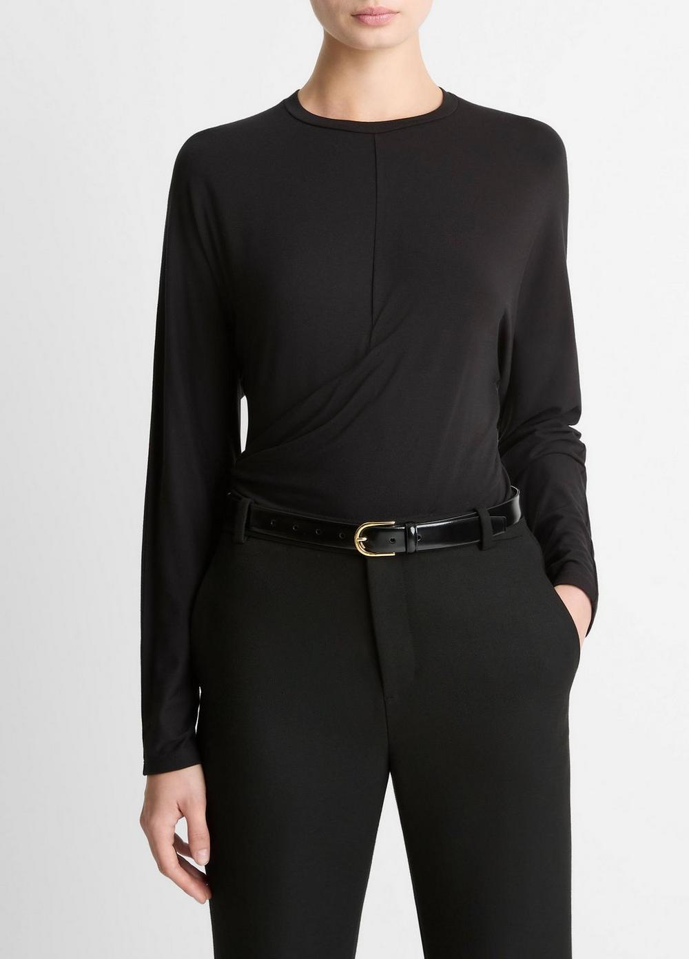 Women's Fixed-drape Long-Sleeve T-Shirt, Black, Size XS Vince