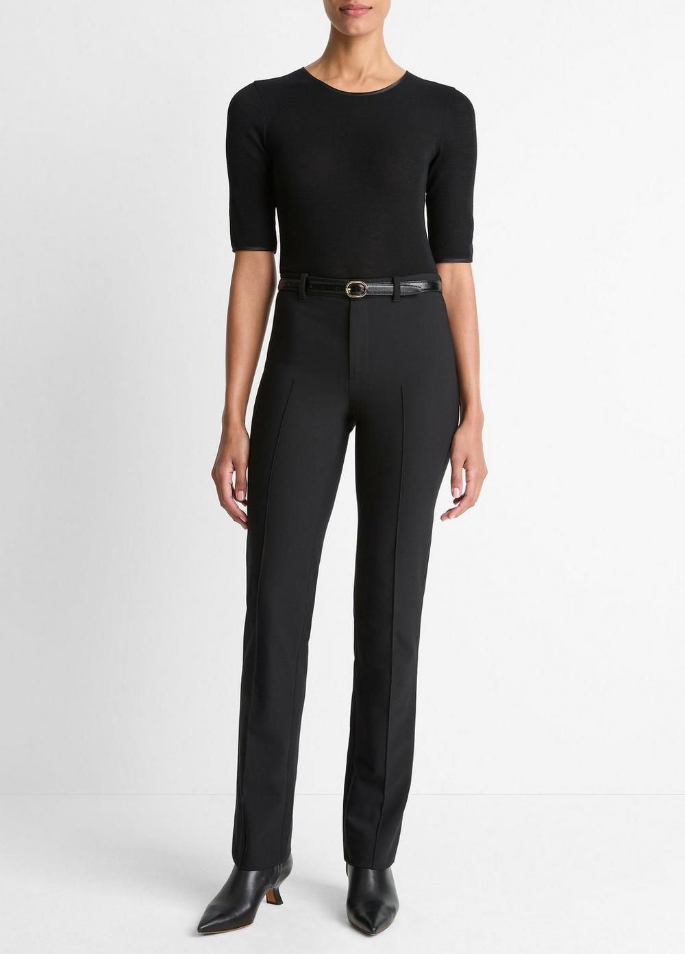 Women's Cotton-Blend Slim Cigarette Pant, Black, Size 0 Vince