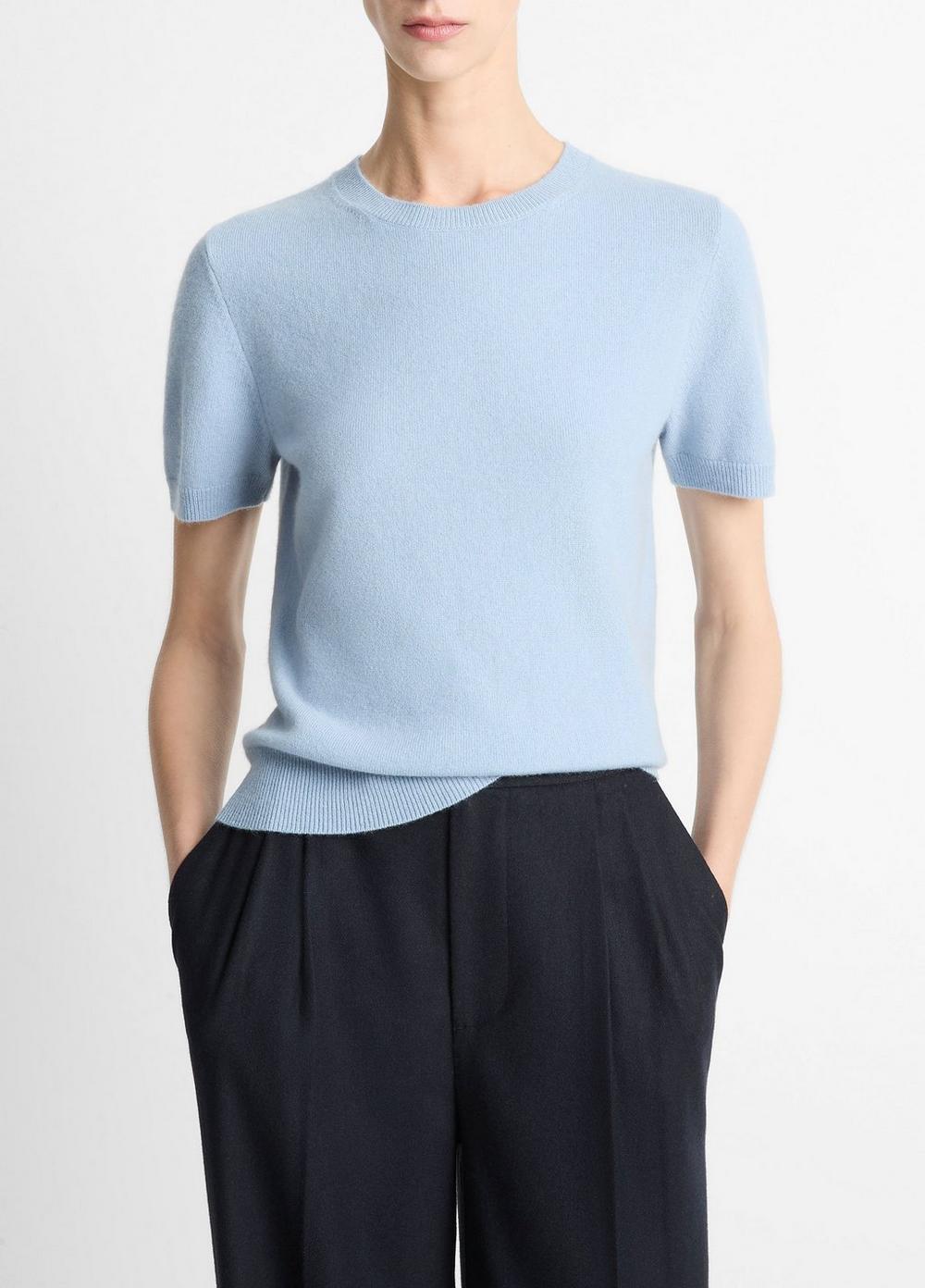 Women's Wool & Cashmere-Blend Short-Sleeve Sweater, Amalfi, Size XXS Vince