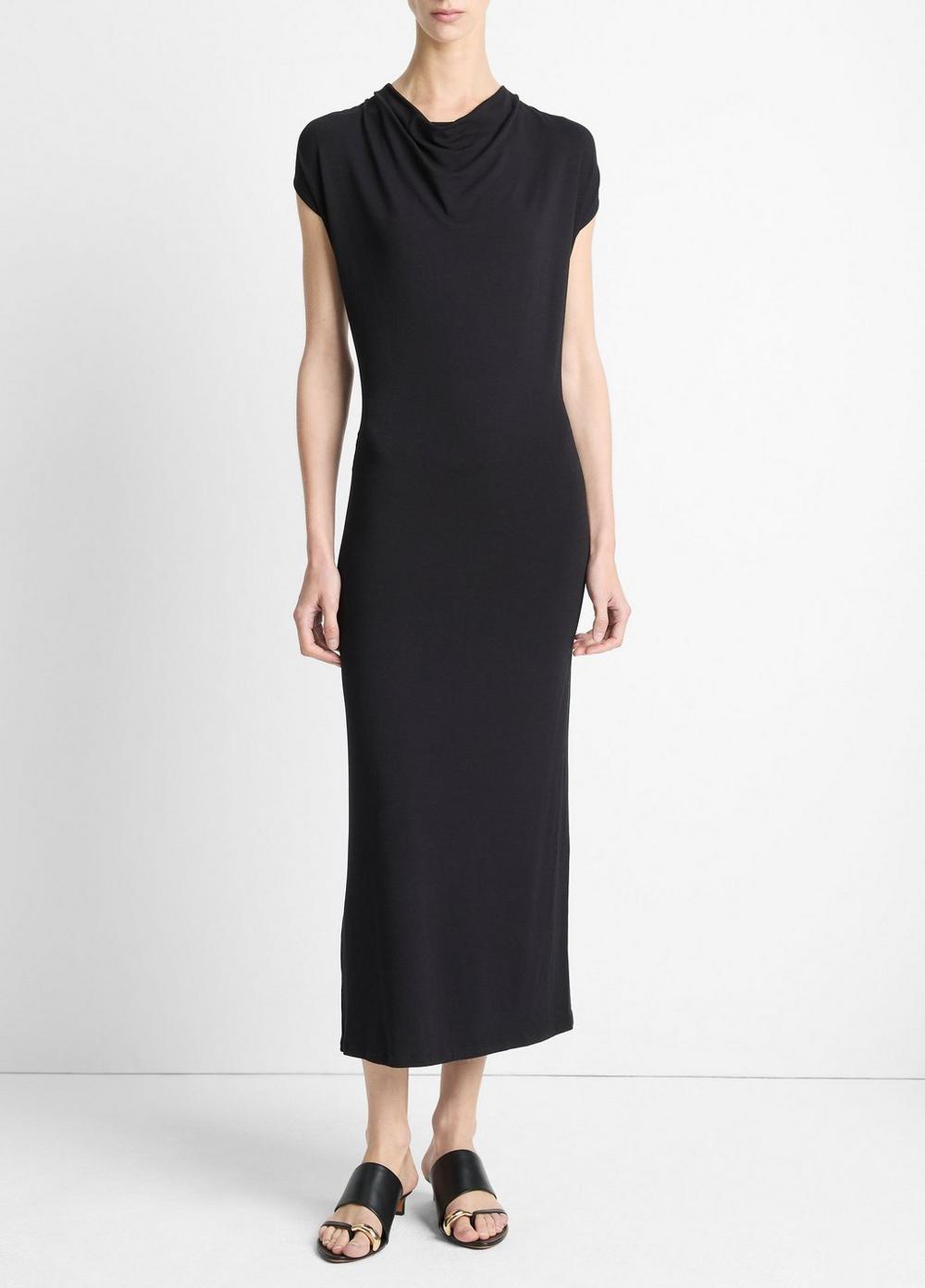 Women's Jersey Draped Cowl-Neck Dress, Black, Size XL Vince