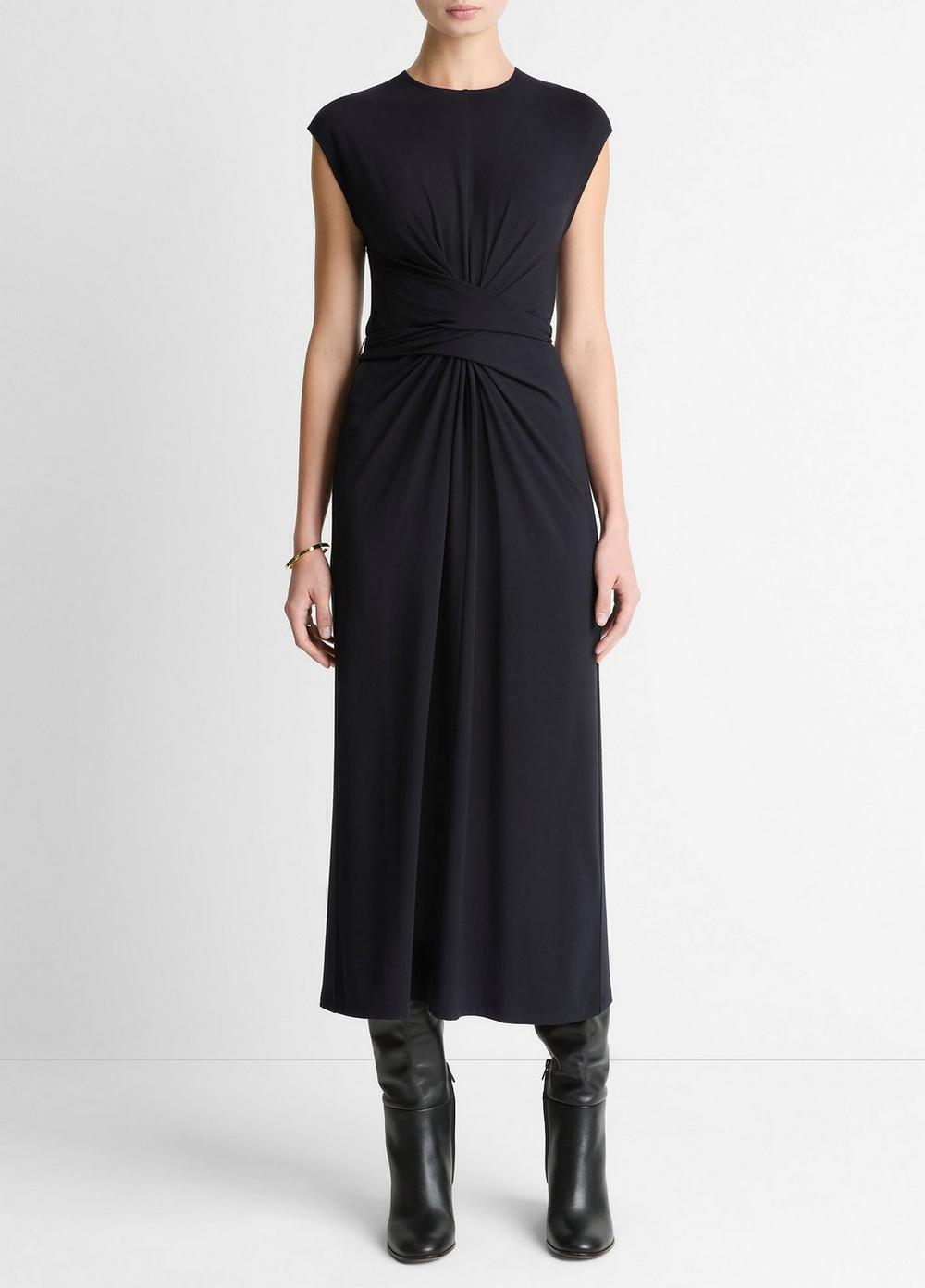 Women's Jersey Wrap Midi Dress, Coastal Blue, Size XS Vince