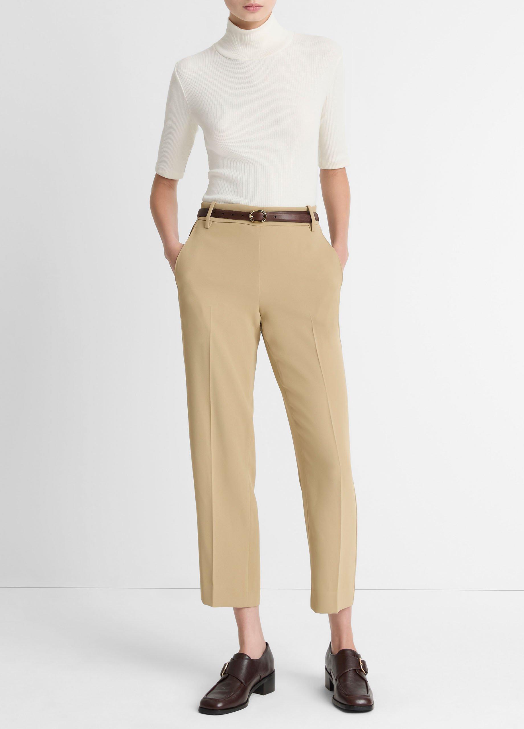 Women's Crepe Tapered Pull-On Pant, Cobble Stone, Size XL Vince