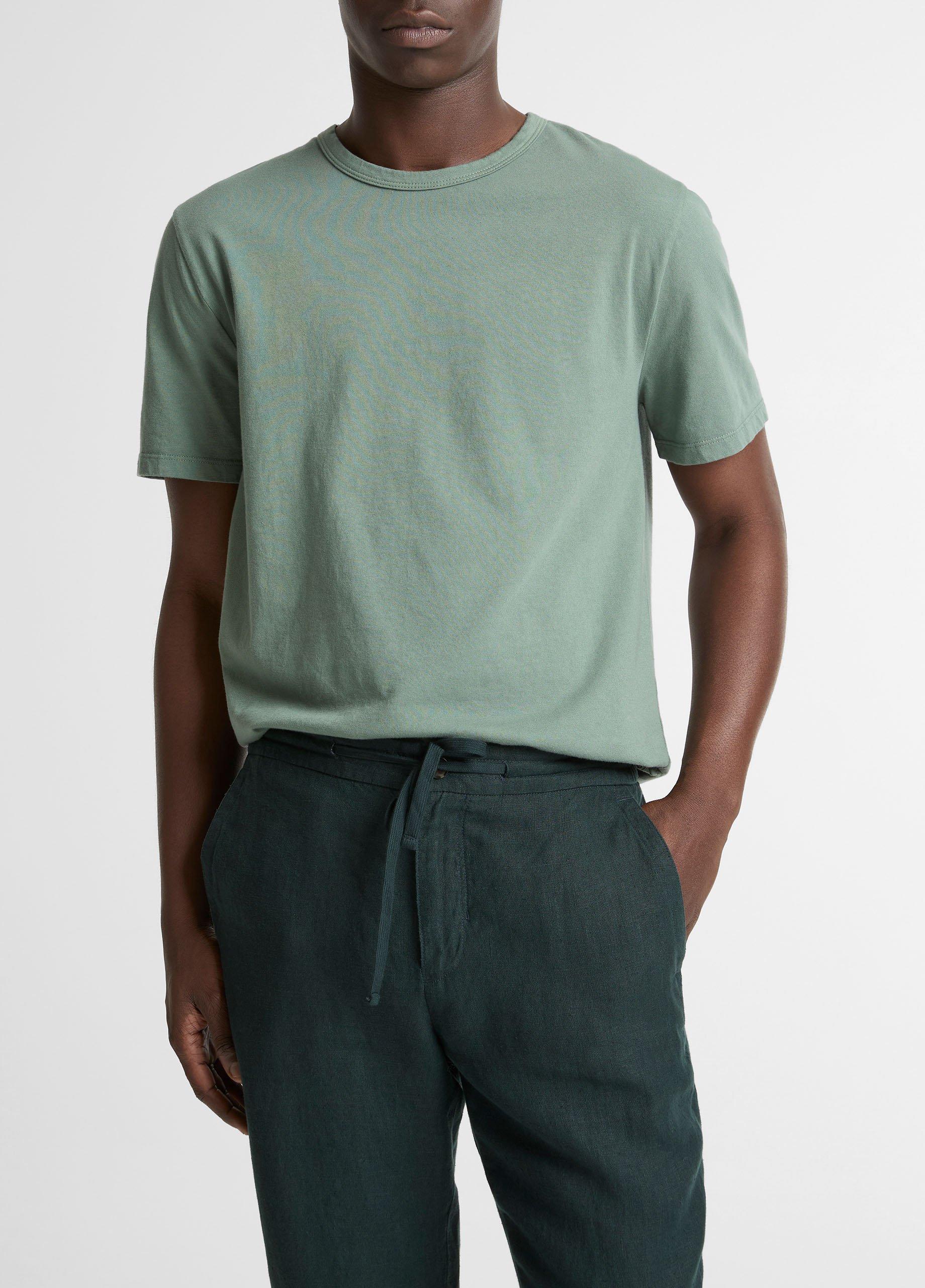 Men's Garment Dye Cotton T-Shirt, Washed Laurel, Size XXL Vince