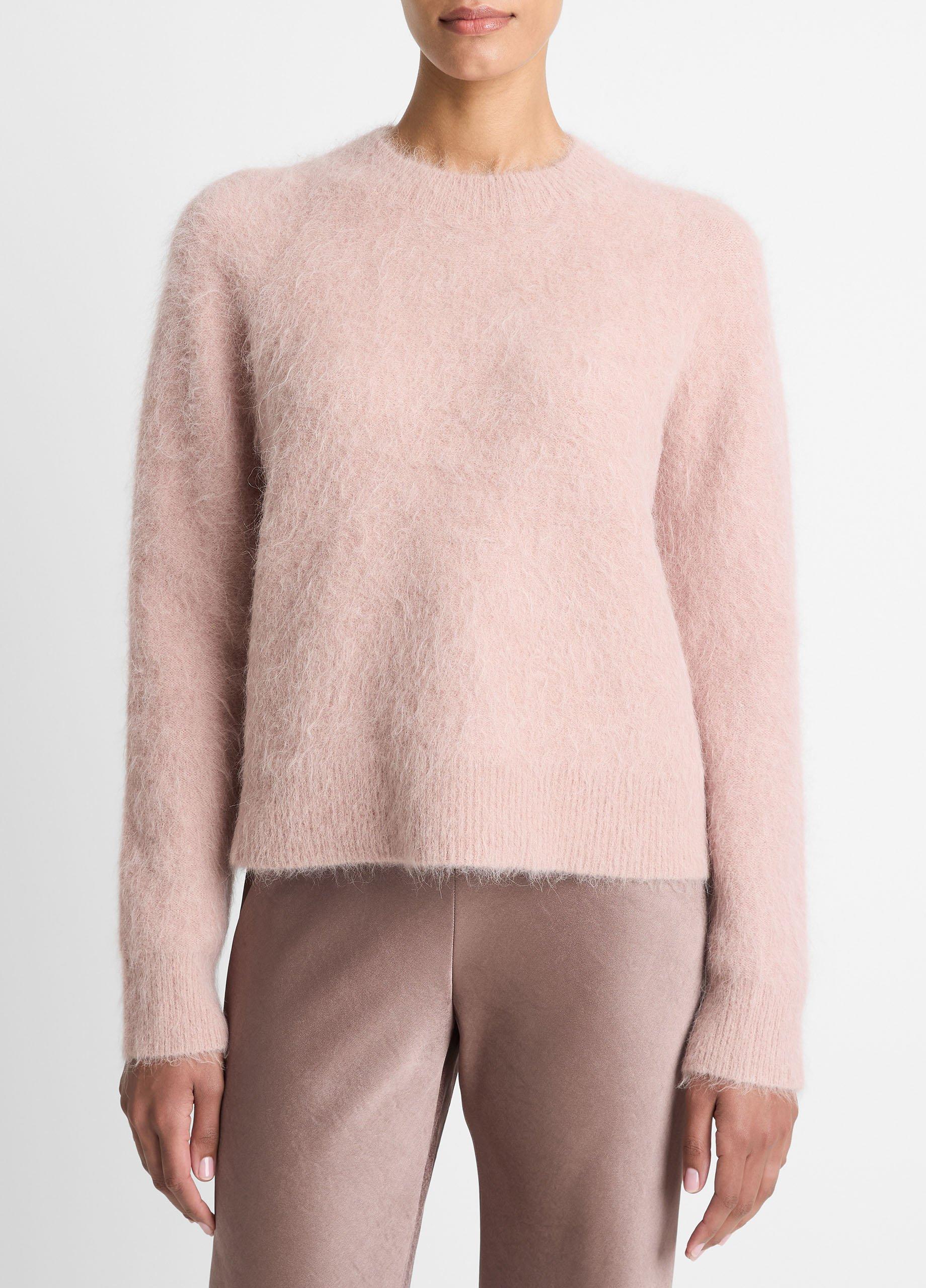 Women's Brushed Alpaca-Blend Crew Neck Sweater, Beet Root, Size M Vince