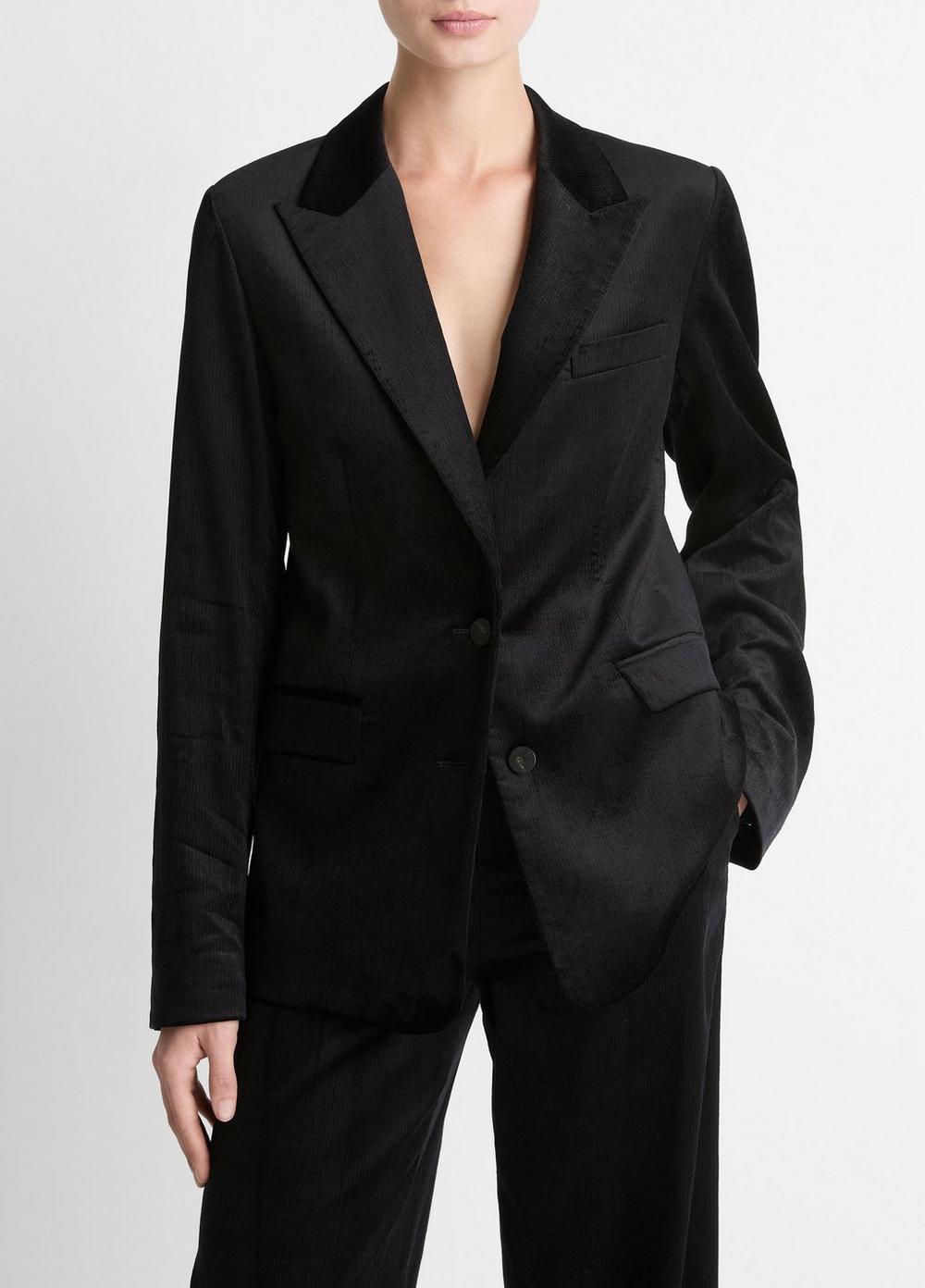 Women's Italian Velvet Blazer, Black, Size 00 Vince
