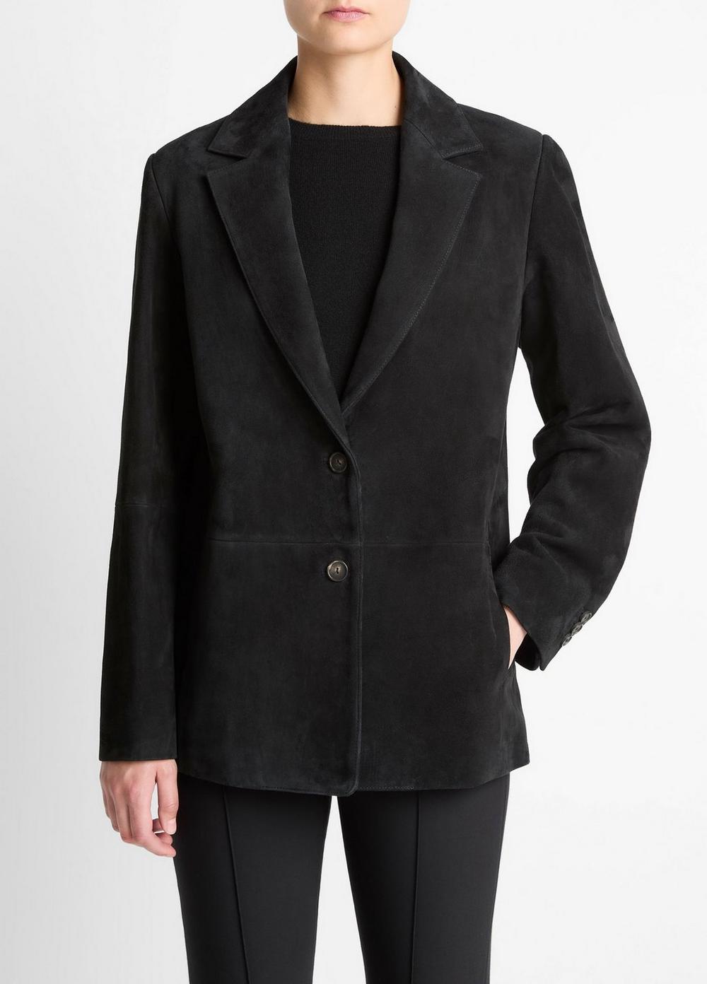 Women's Suede Blazer, Black, Size 8 Vince