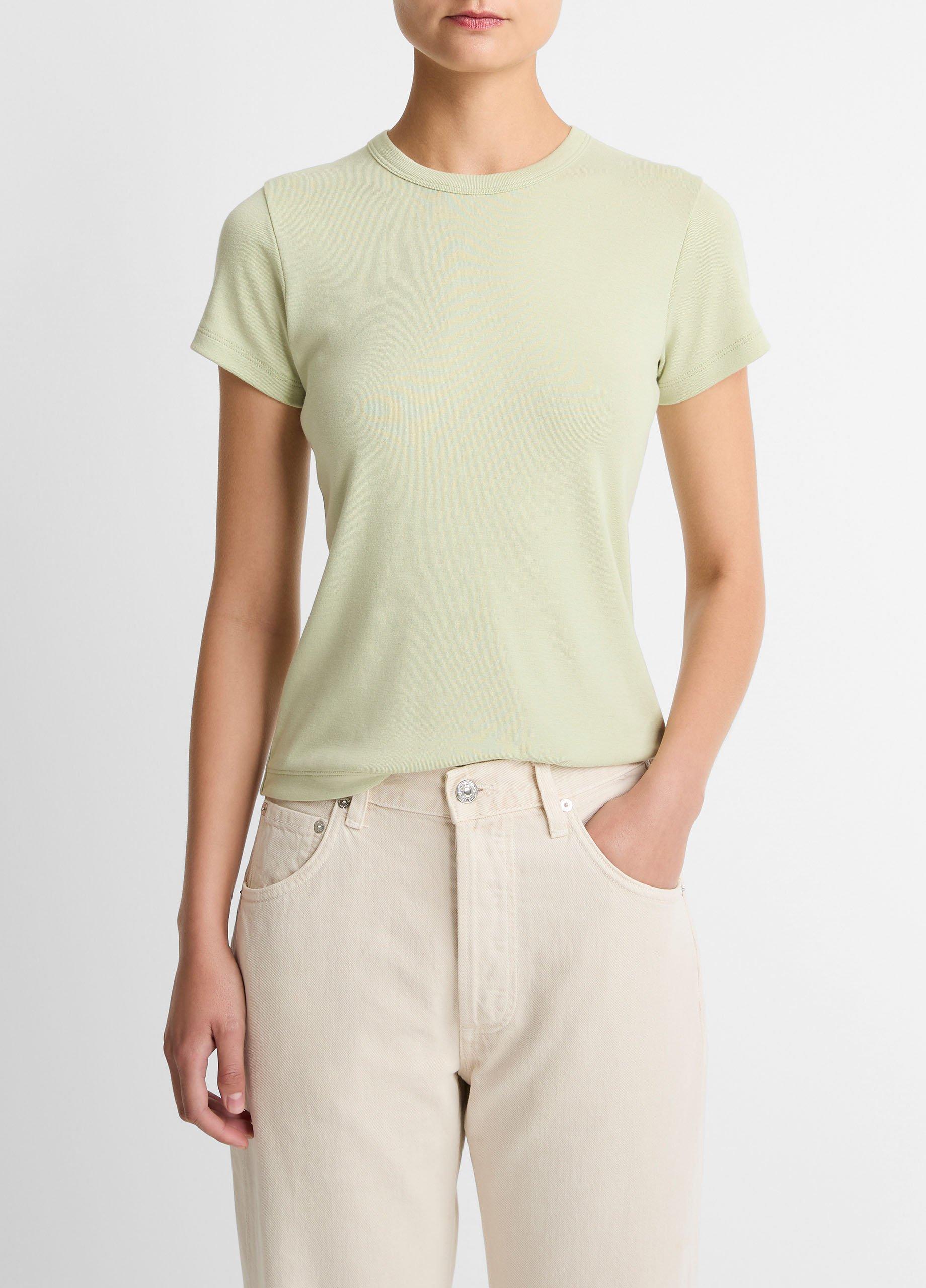 Women's Pima Cotton-Blend'90s Shrunken T-Shirt, Pale Fern, Size XXS Vince