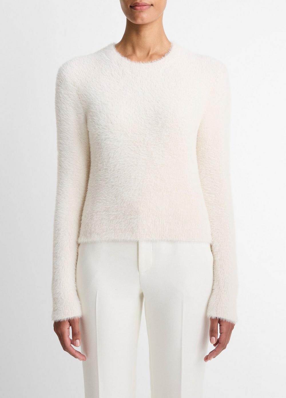 Women's Eyelash Crew Neck Sweater, Chiffon, Size XL Vince by Vince