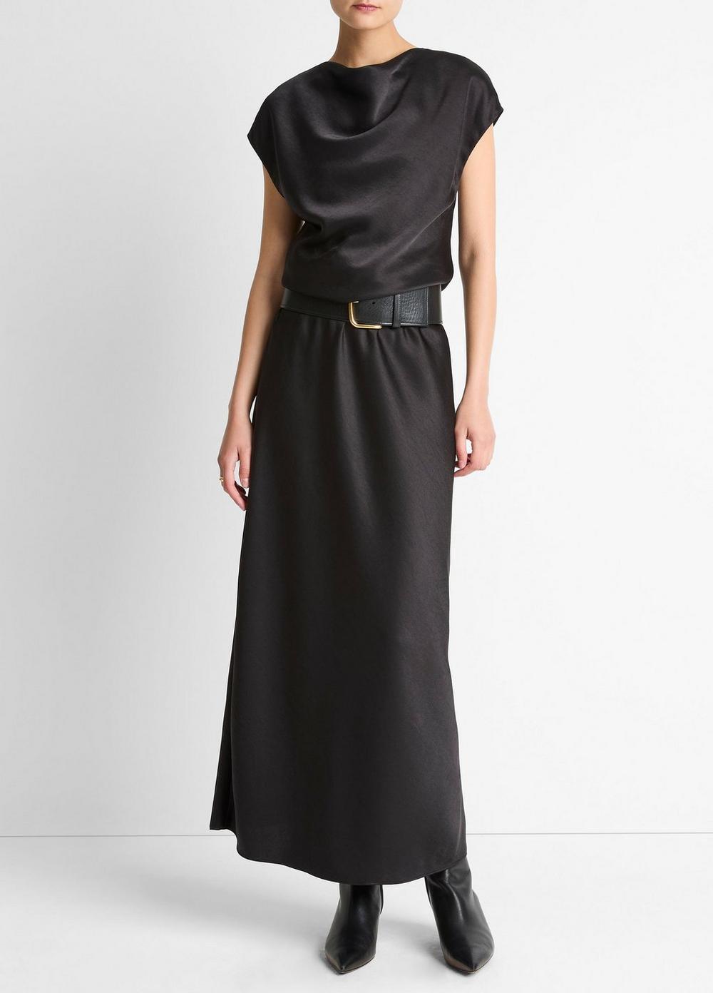 Women's Draped Satin Cowl-Neck Dress, Black, Size XXS Vince