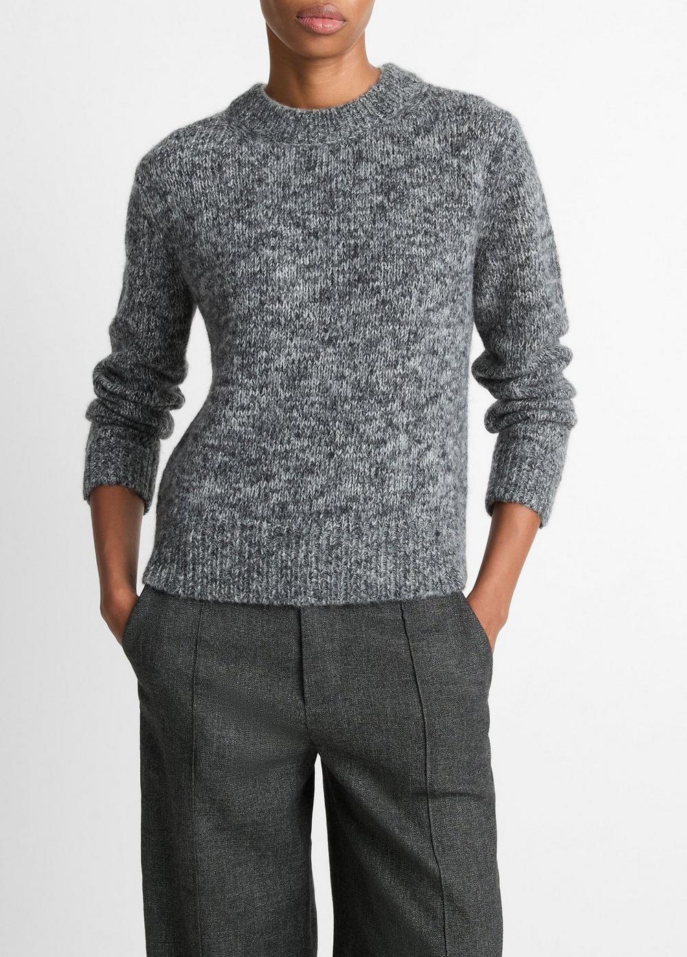 Women's Marled Crew Neck Sweater, Medium Heathery Grey Combo, Size L Vince