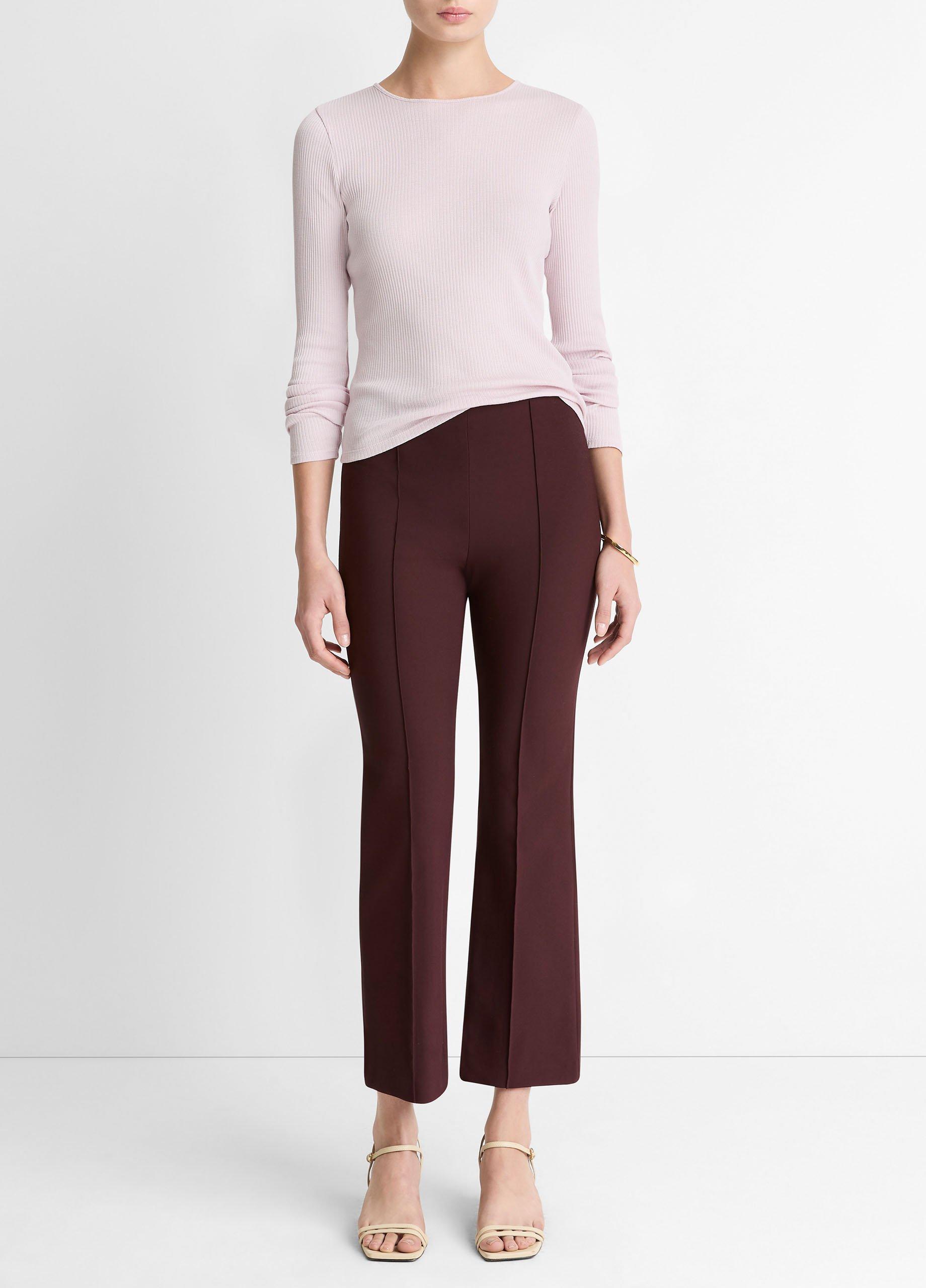 Women's Niki Mid-Rise Pintuck Crop Flare Pant, Oxblood, Size XL Vince by Vince
