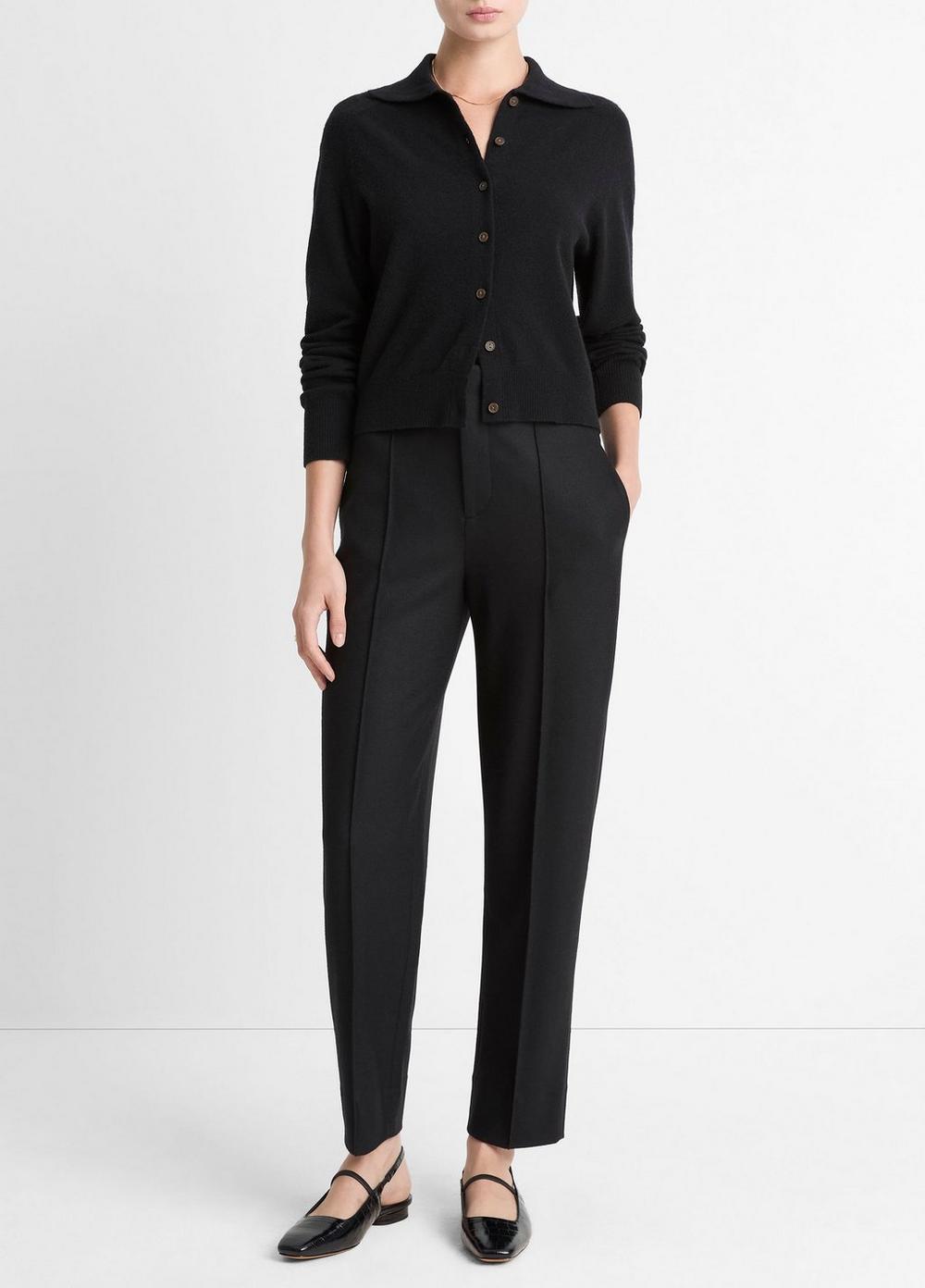 Women's Italian Wool-Blend High-Waist Carrot-Leg Trouser, Black, Size 16 Vince