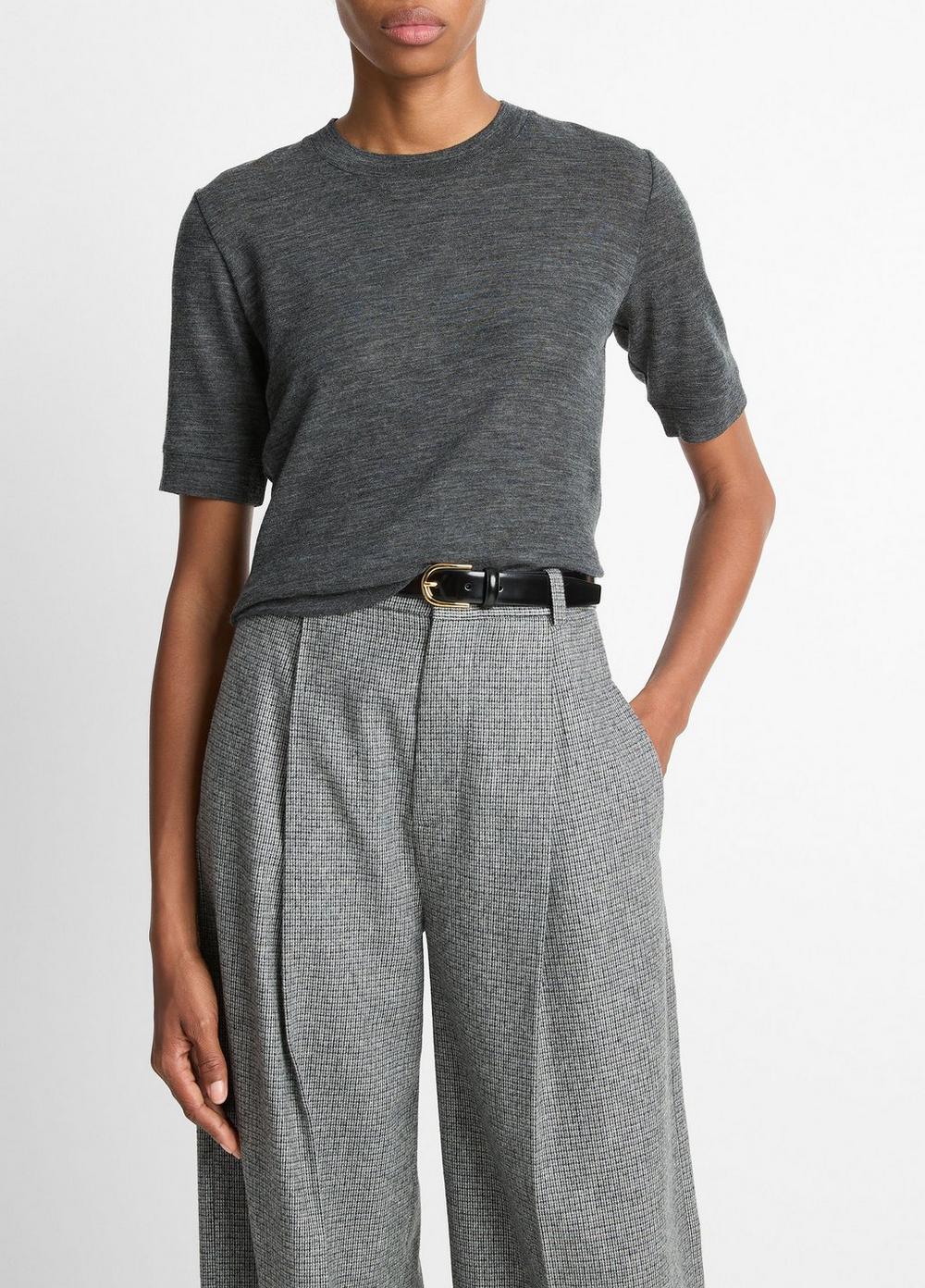 Women's Wool Shrunken T-Shirt, Medium Heather Grey, Size XS Vince