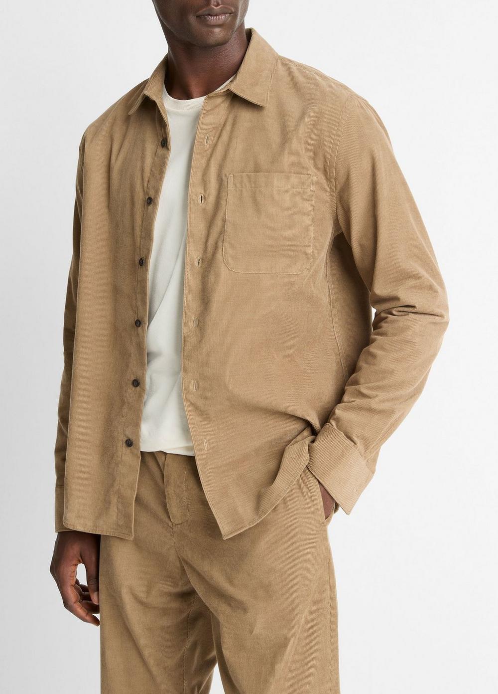 Men's Italian Cotton Corduroy Button-Front Shirt, Teton, Size XS Vince