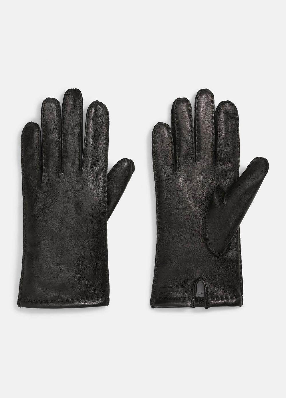 Women's Cashmere-Lined Leather Driving Glove, Black, Size M Vince