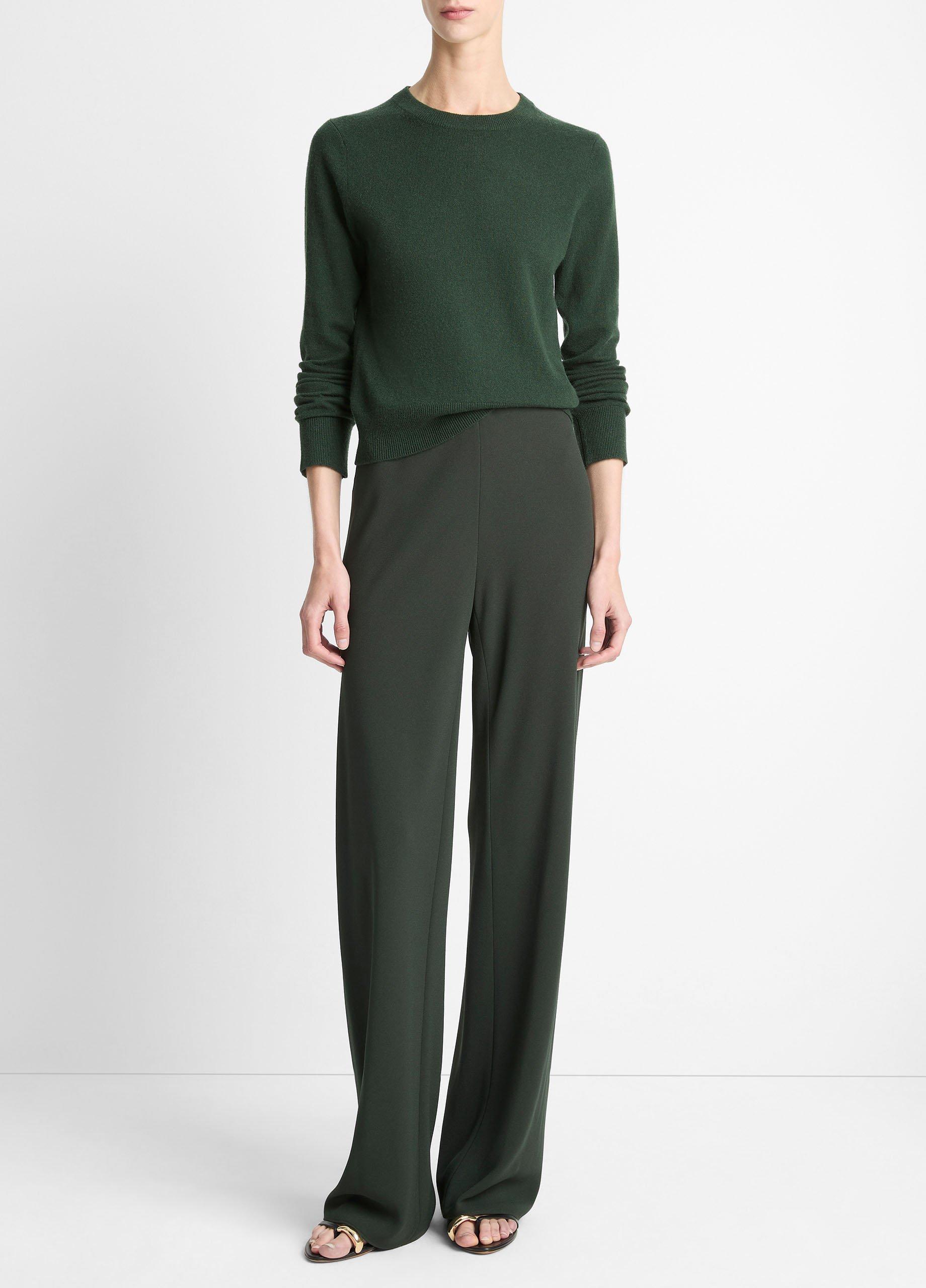 Women's Colette High-Rise Crepe Bias Pant, Verde, Size S Vince