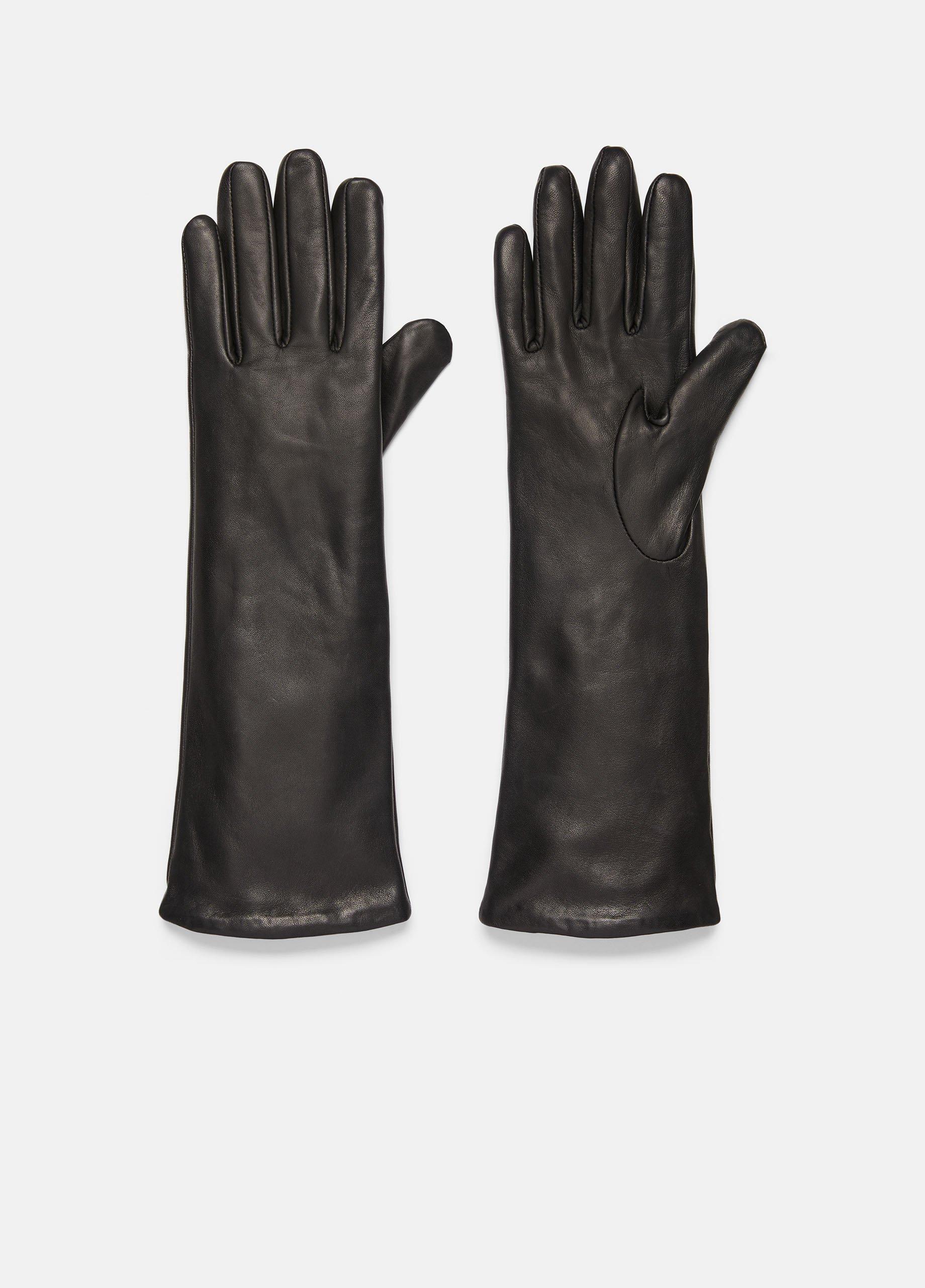 Women's Cashmere-Lined Medium Leather Glove, Black, Size XS Vince