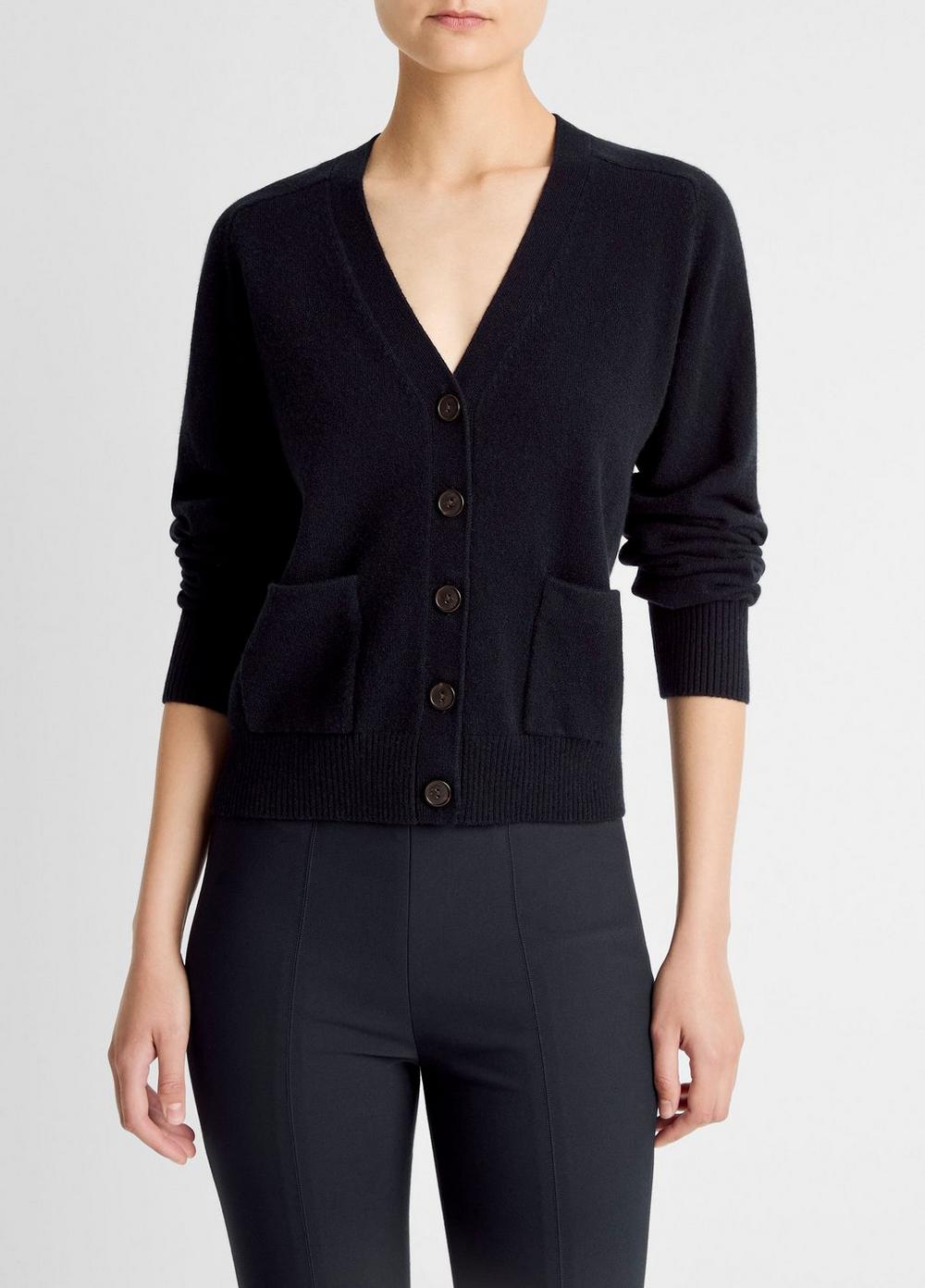 Women's Wool & Cashmere-Blend Pocket V-Neck Cardigan, Coastal Blue, Size XXS Vince