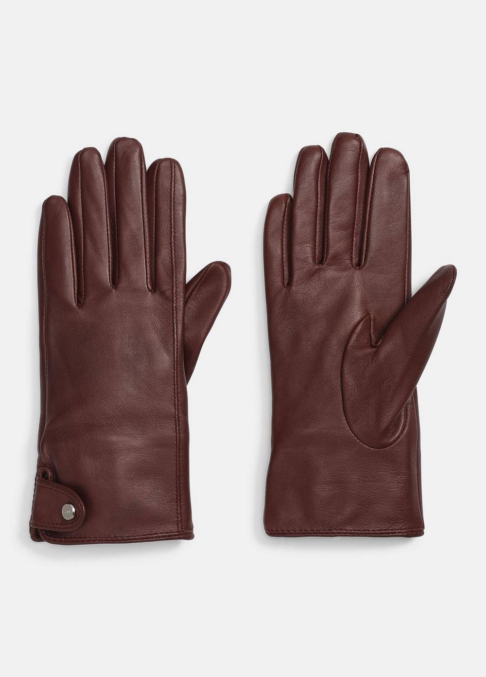 Women's Cashmere-Lined Leather Snap Glove, Fig, Size L Vince