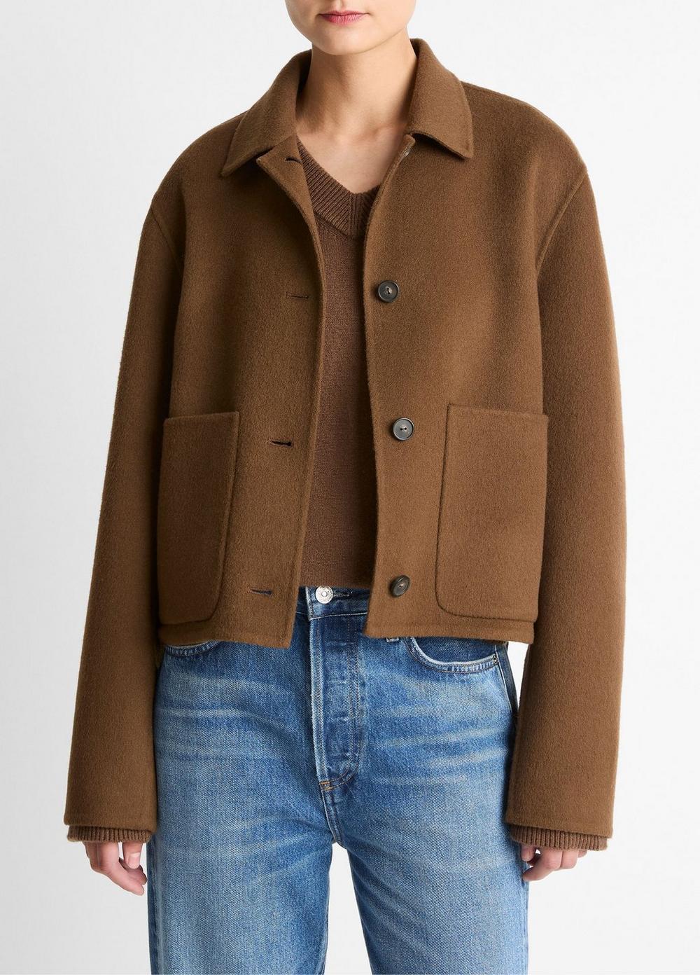 Women's Wool & Cashmere-Blend Short Jacket, Hazelnut, Size XXS Vince