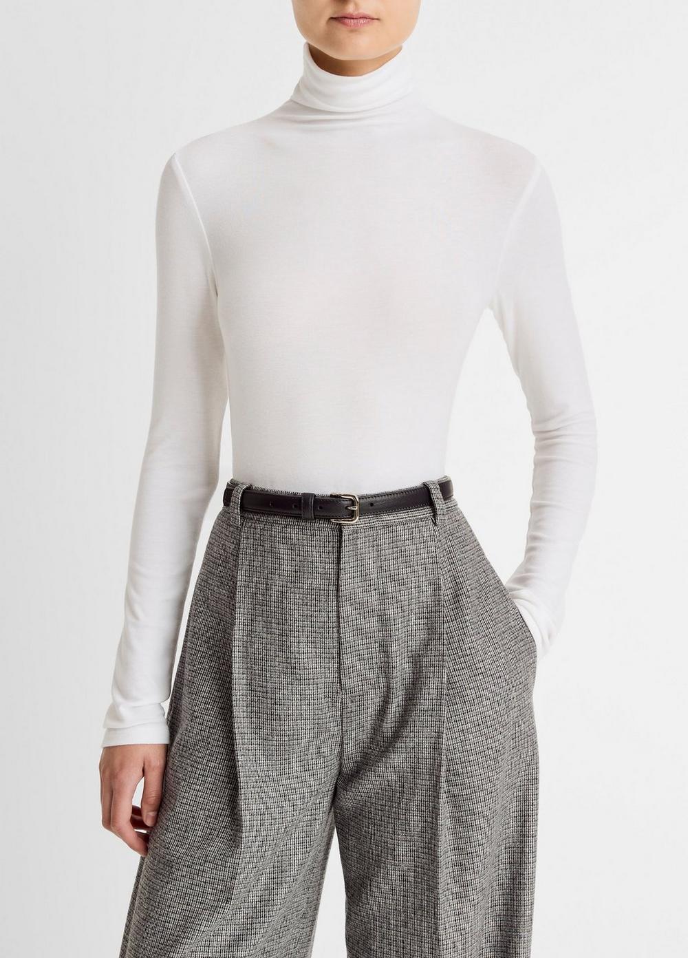 Women's Essential Long-Sleeve Turtleneck Top, Off White, Size XS Vince