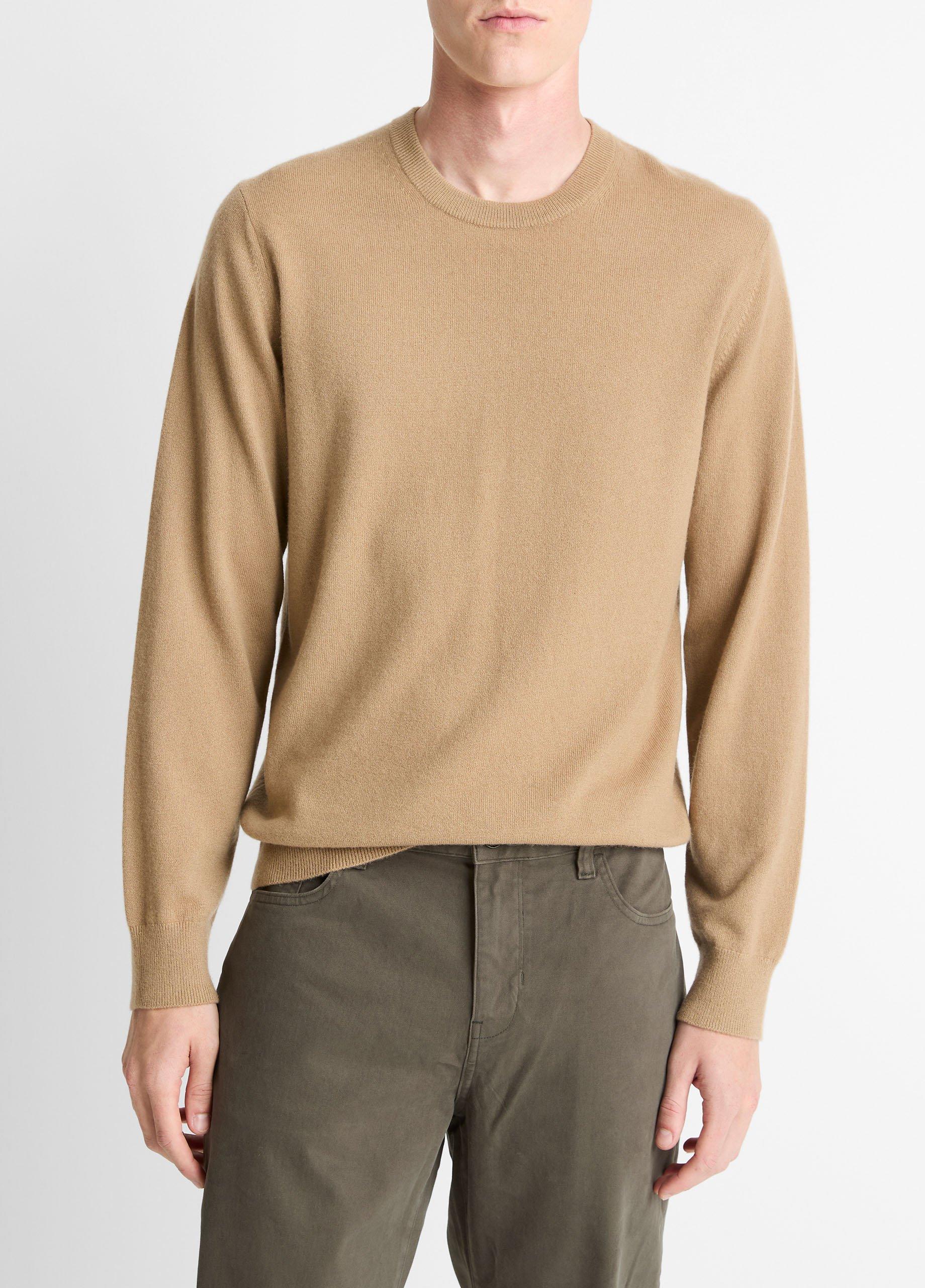 Men's Cashmere Crew Neck Sweater, Cameletto, Size XS Vince