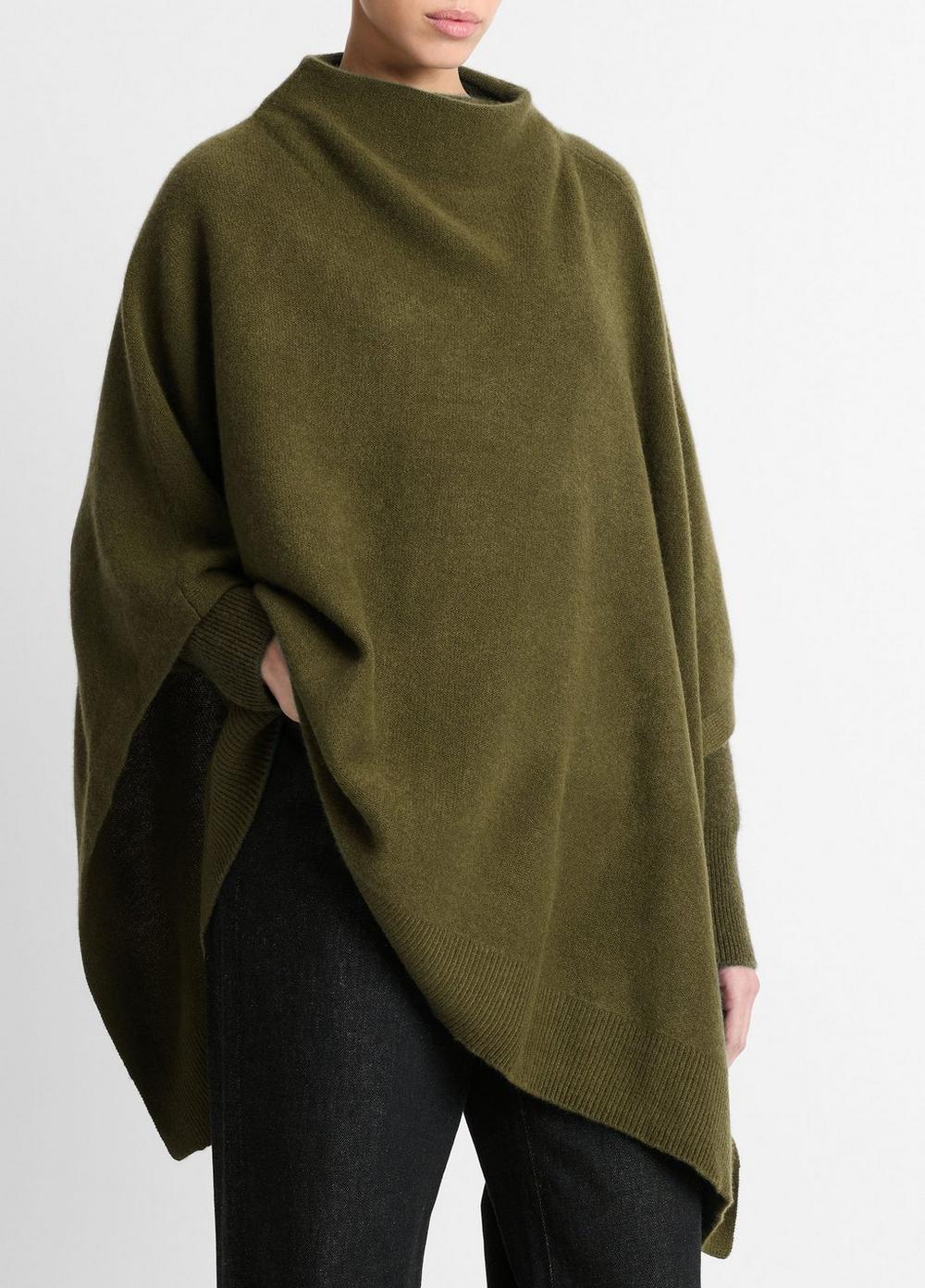Women's Merino Wool-Cashmere Funnel-Neck Poncho, Herba Vince by Vince