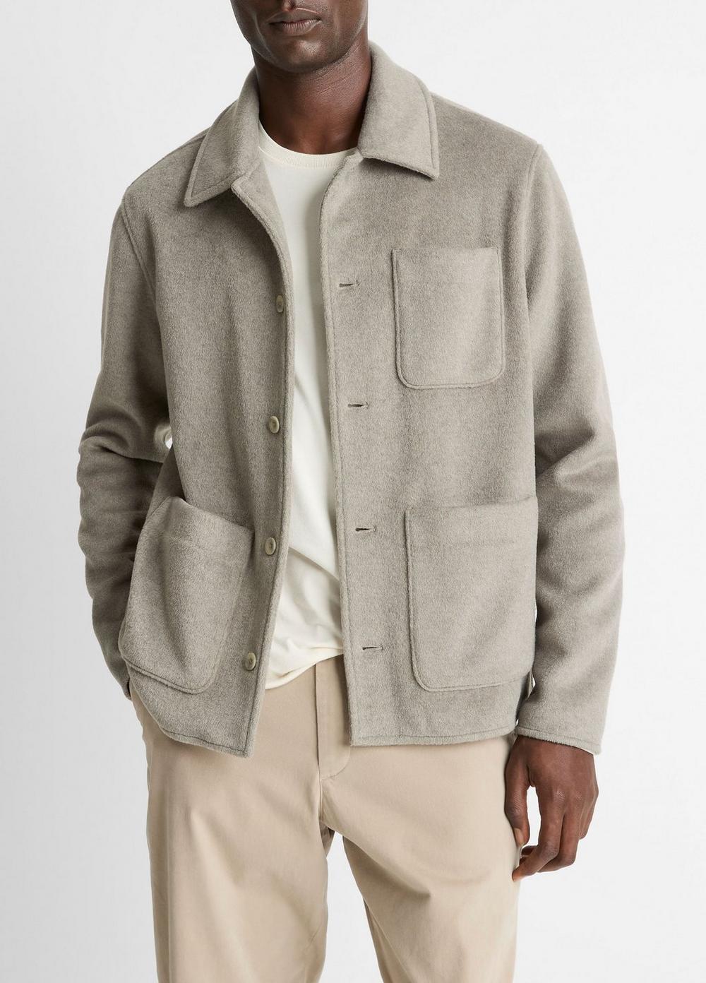 Men's Double-Knit Chore Jacket, Dark Dune/light Dune, Size L Vince