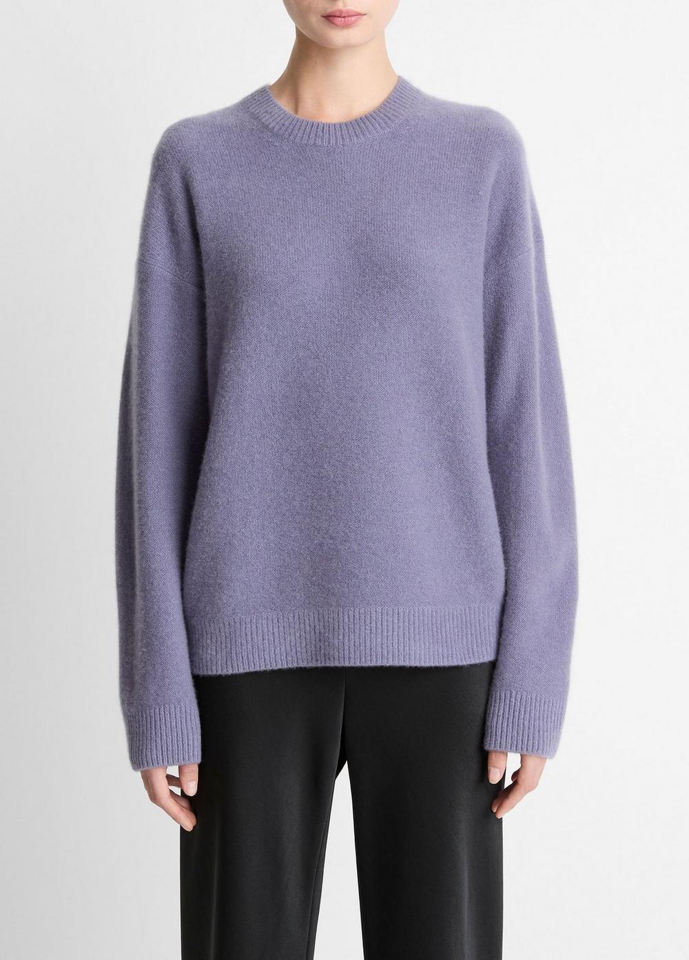Women's Plush Cashmere Crew Neck Sweater, Mauve Iris, Size M Vince