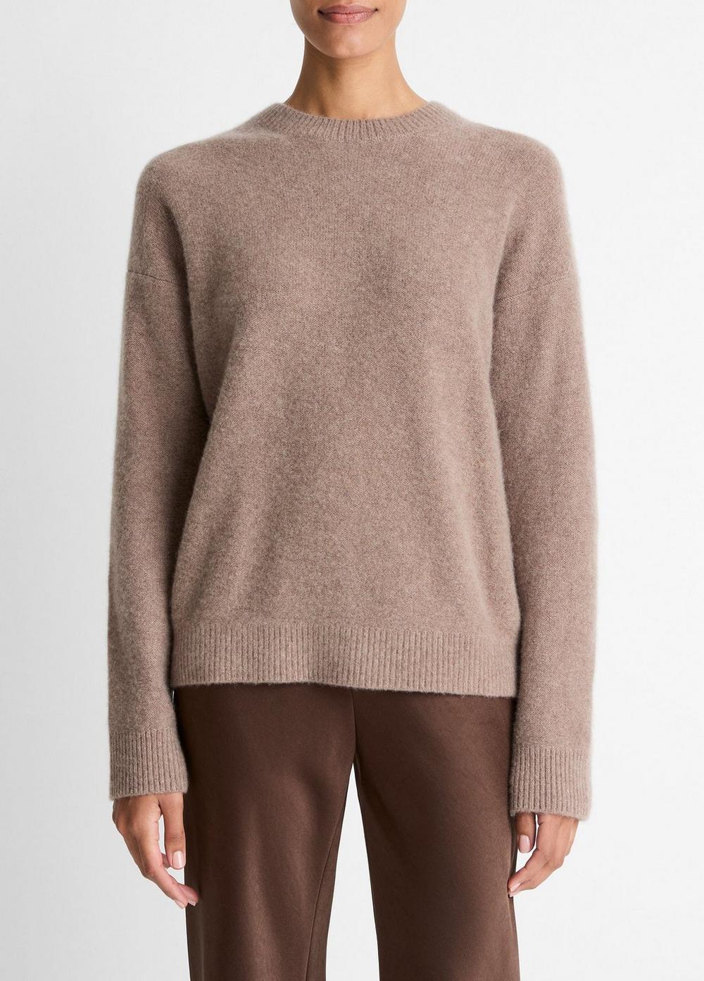 Women's Plush Cashmere Crew Neck Sweater, Heather Doe, Size XXS Vince
