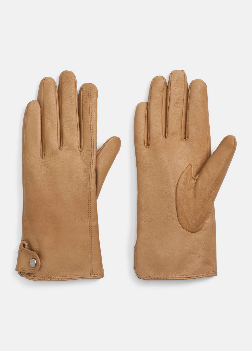 Women's Cashmere-Lined Leather Snap Glove, Bruna, Size S Vince